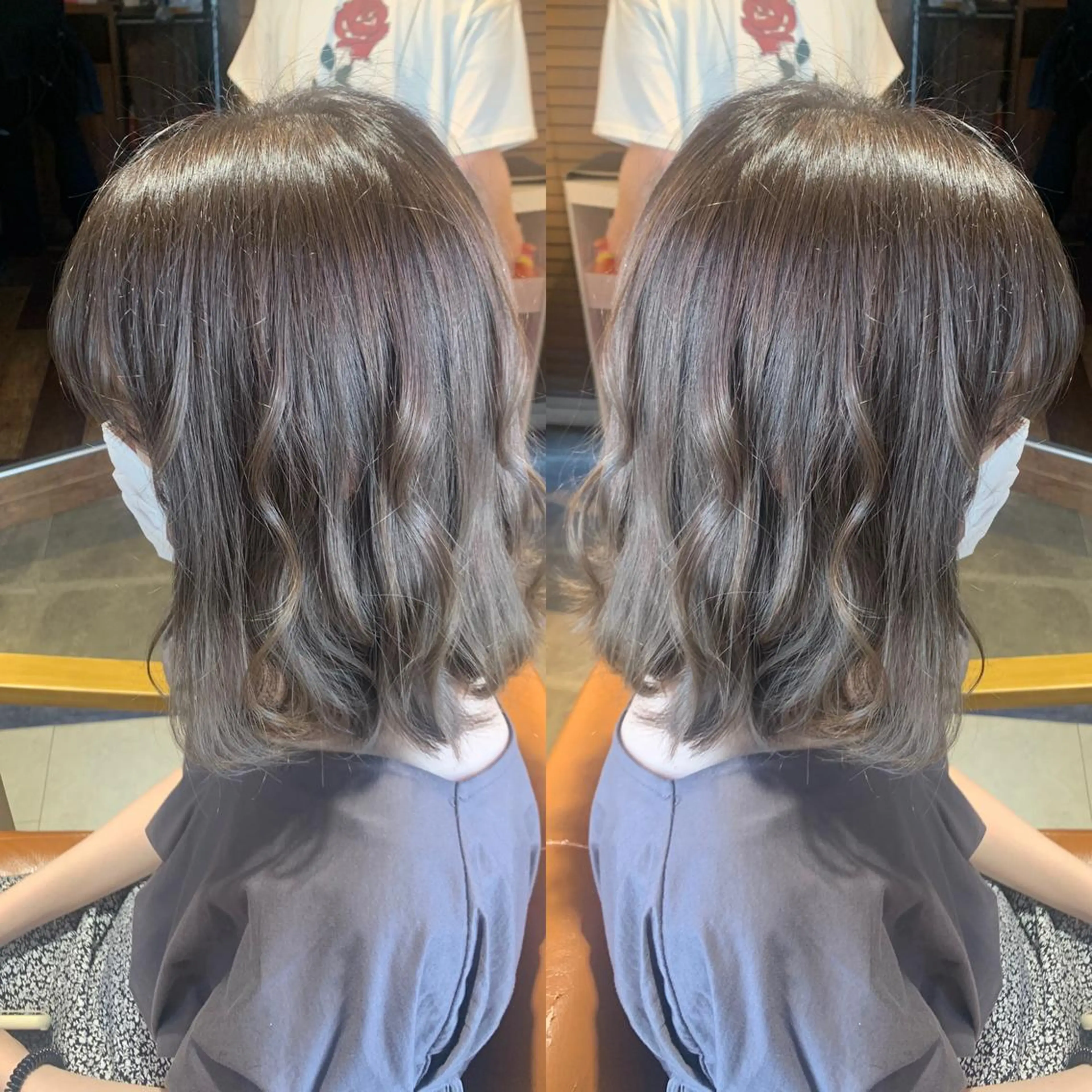 ミディアム カラー アッシュ ベージュカラー 韓国🇰🇷 ✂︎hair 内田愛のヘアスタイル