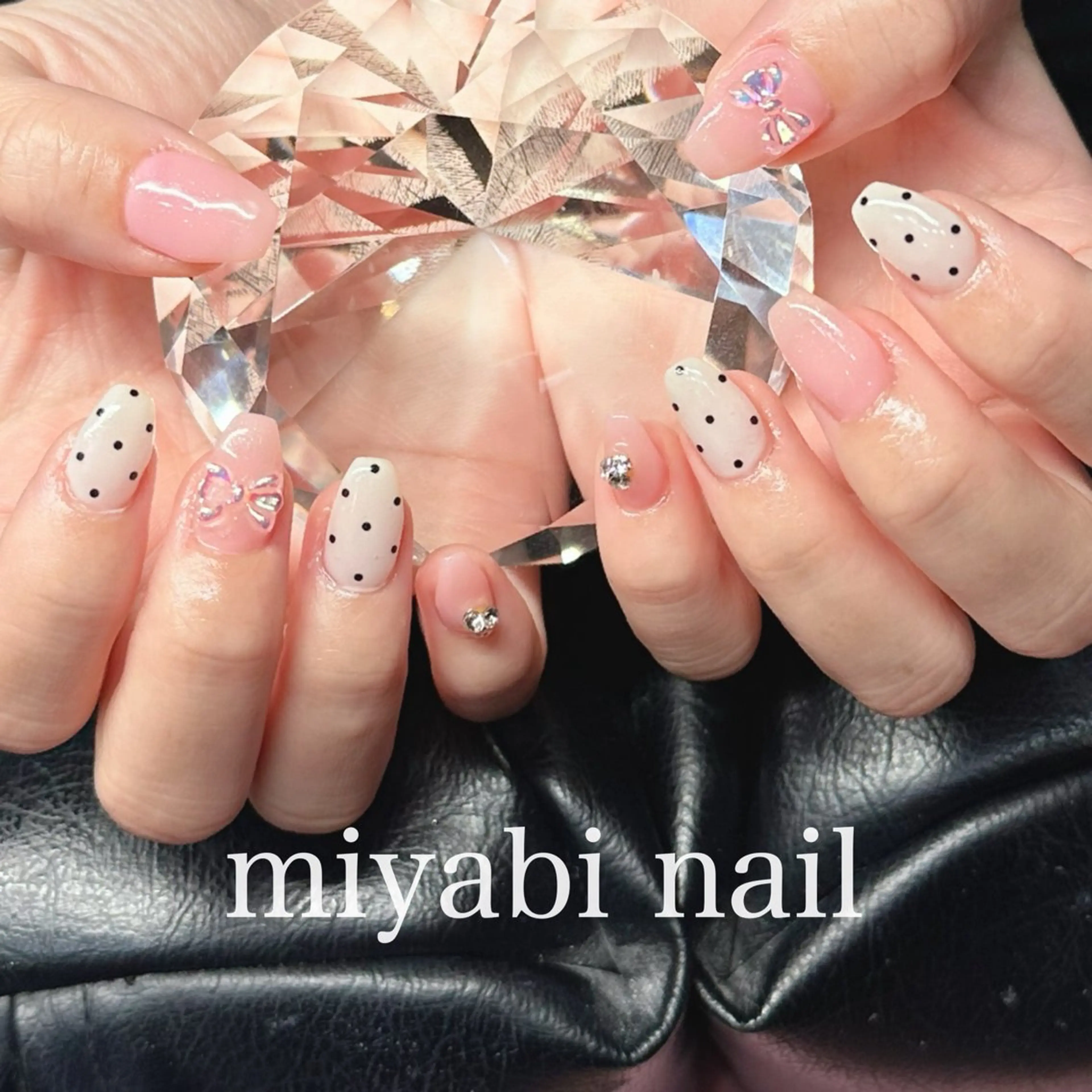 ネイル アートネイル ドット ジェルネイル ラメ(グリッター) 持ち込み ハンドネイル miyabi nail 桂川駅近くのネイルデザイン