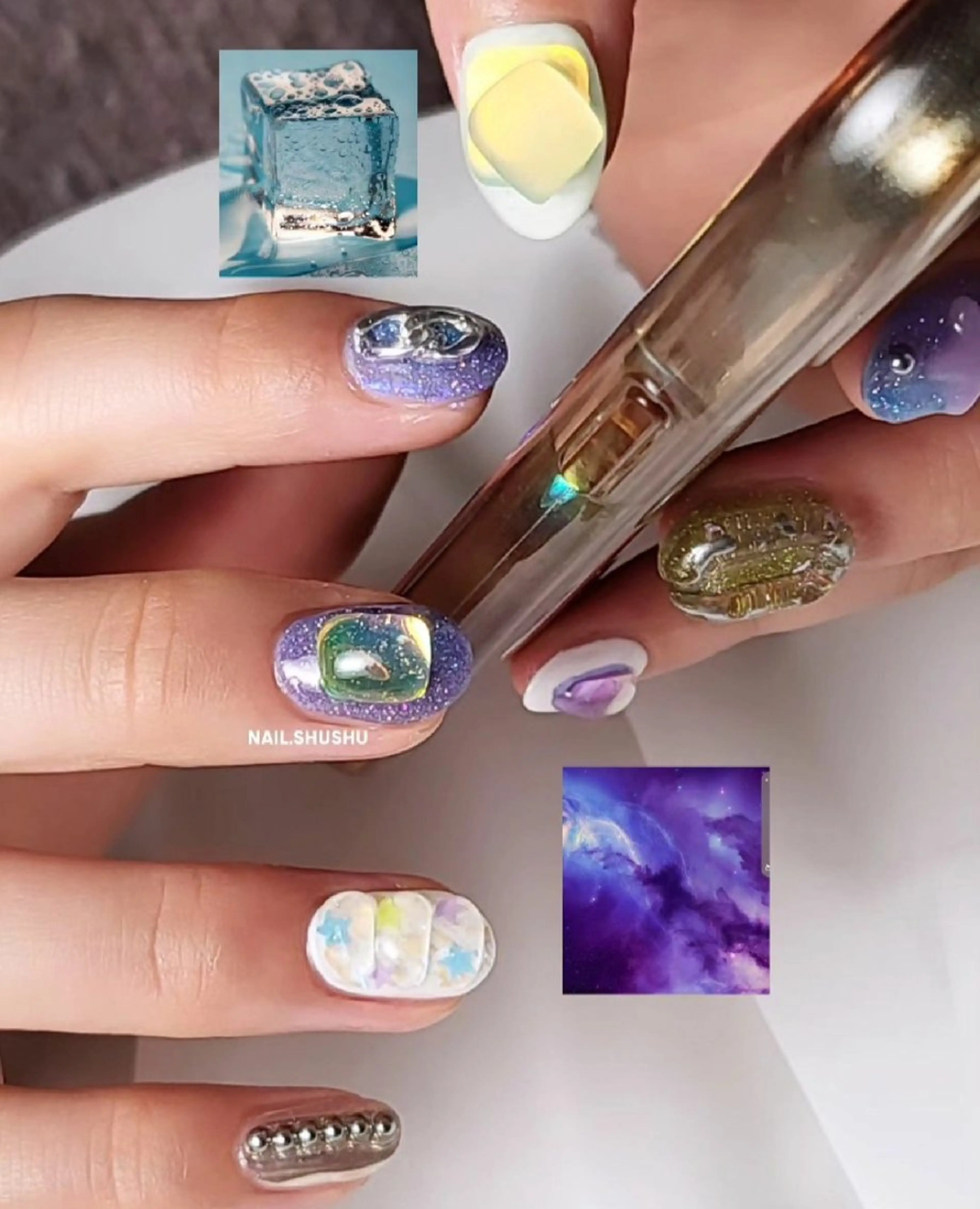 ネイル 持ち込み ニュアンスネイル ワンカラーネイル シンプルネイル 冬ネイル ハンドネイル 3dパーツ/流行り 👧shushu❤️のネイルデザイン