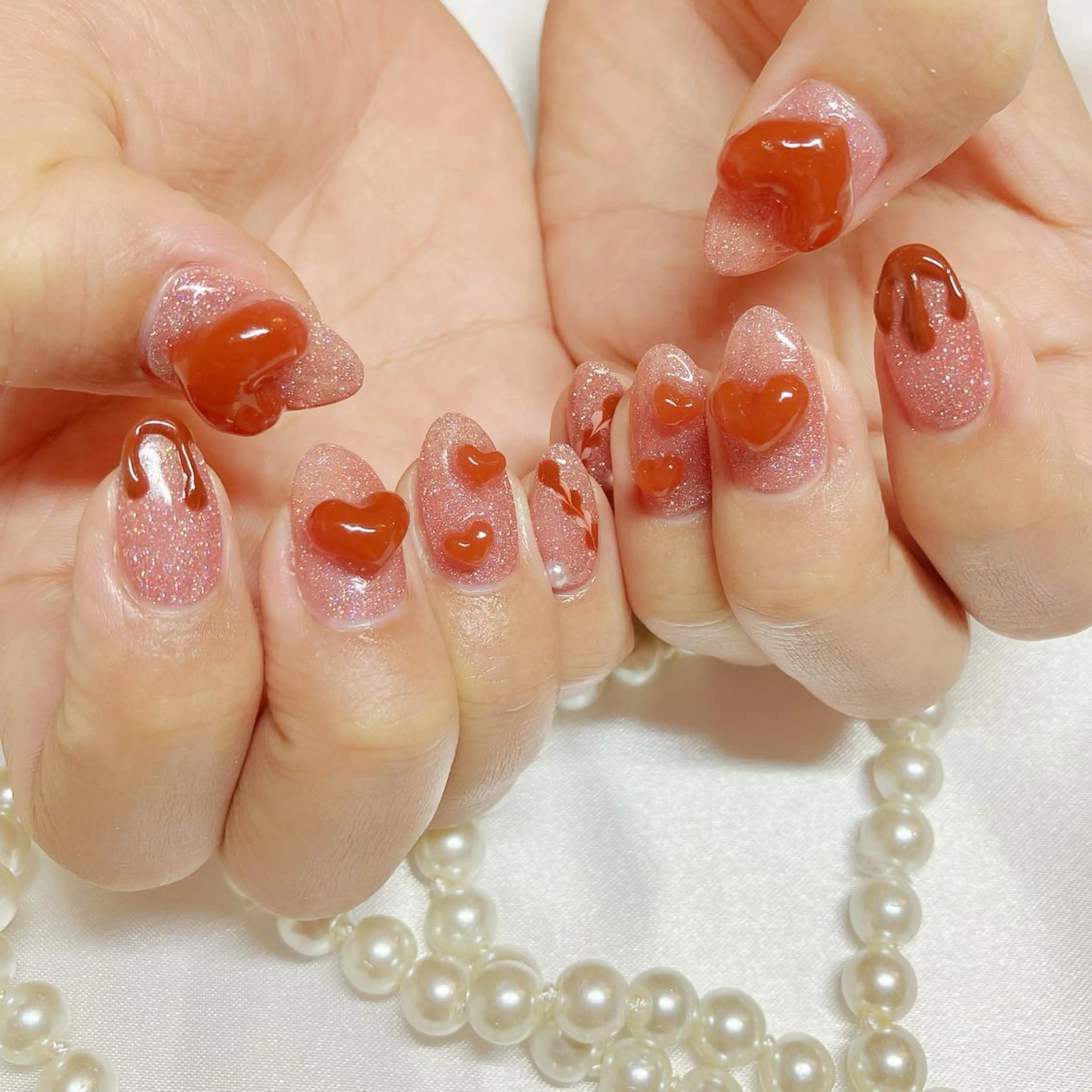 ネイル オーロラネイル フラッシュネイル 氷ネイル・うるうるネイル キラキラネイル 韓国ネイル Amour baseのネイルデザイン