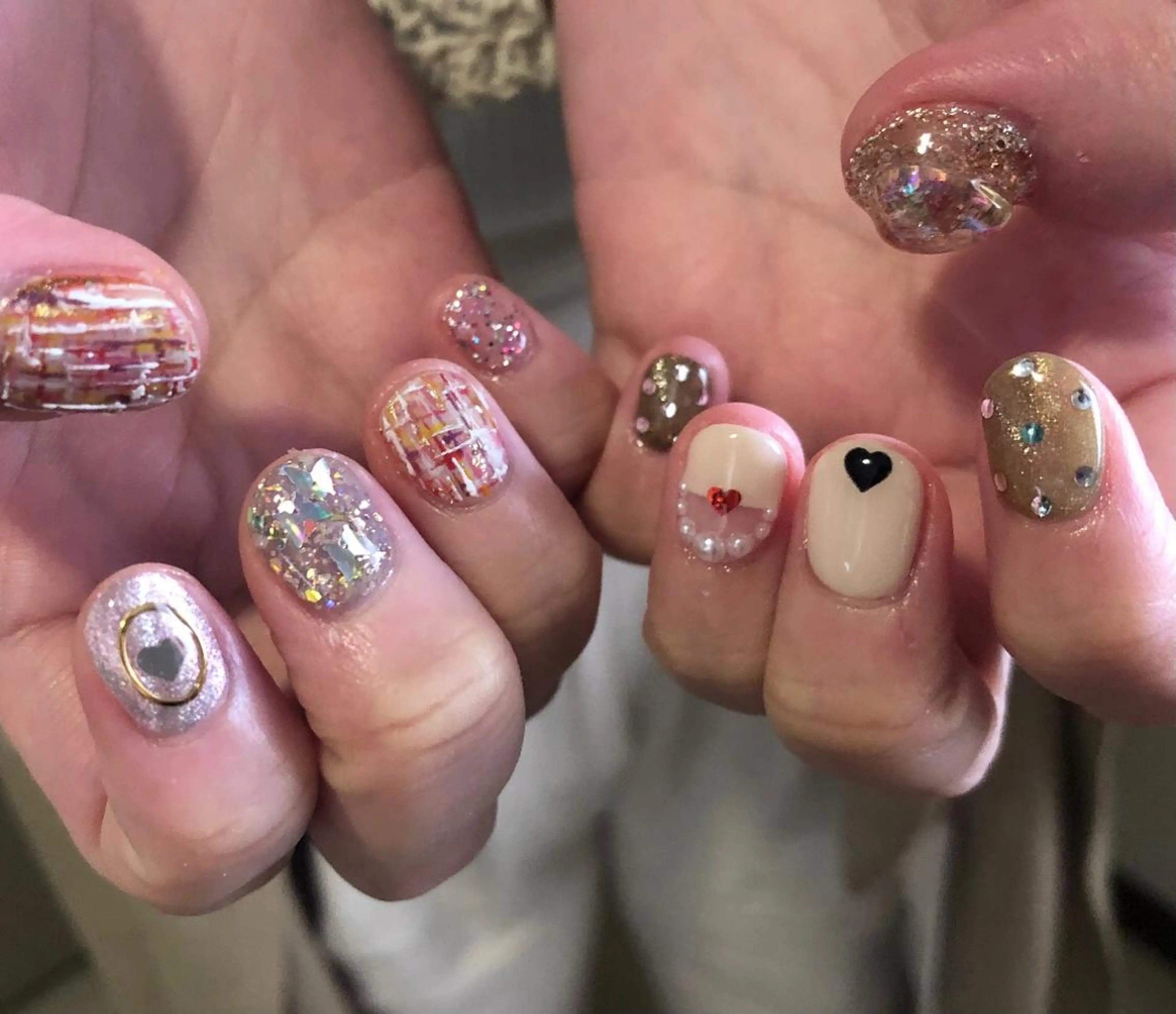 ネイル ツイードネイル パラあり！フィルイン 美フォルムのネイルデザイン