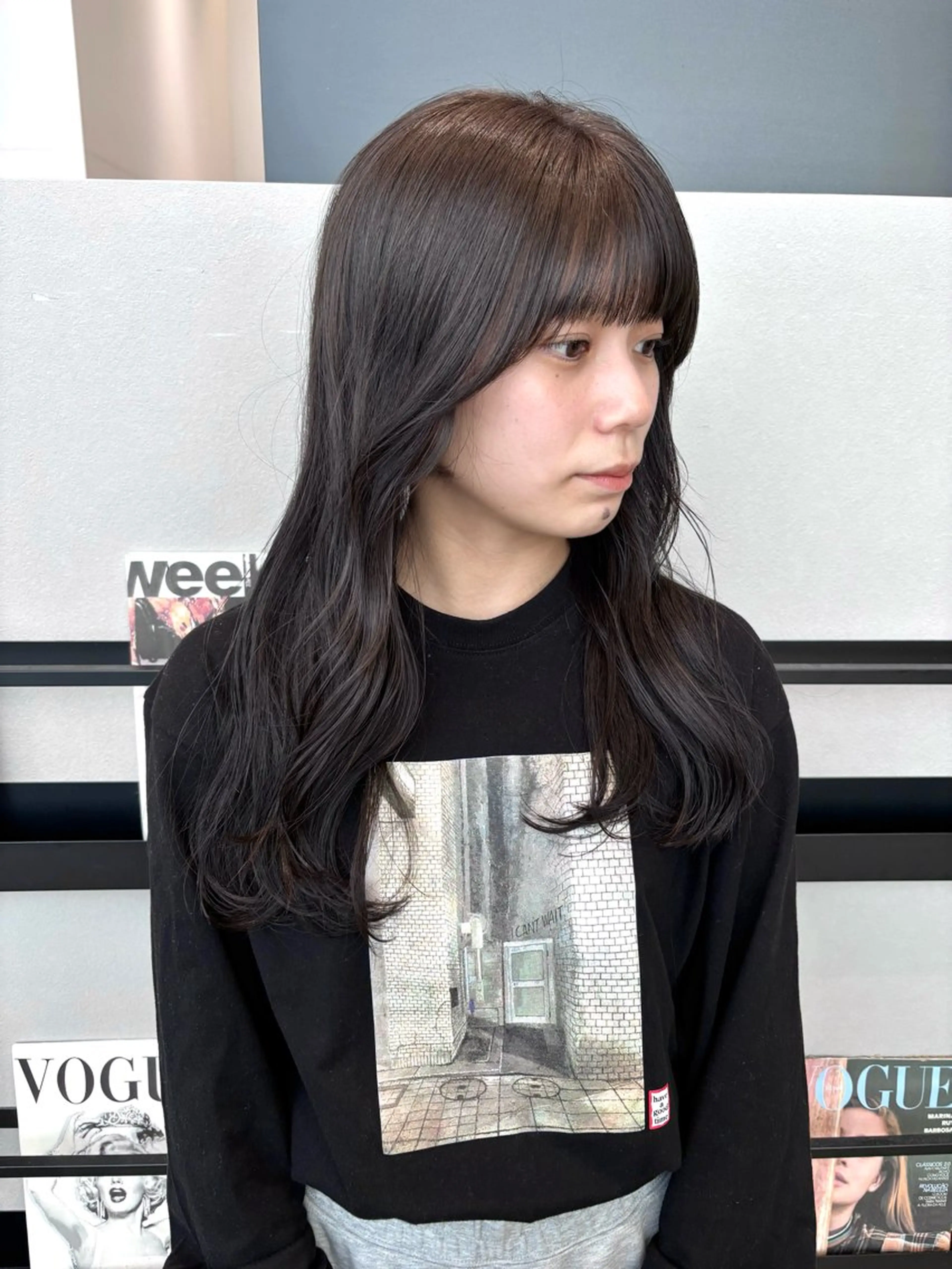 セミロング カラー ダークグレー ダークグレージュ グレージュ ヘアカラー トリートメント 透明感カラー/ レイヤーkotonoのヘアスタイル