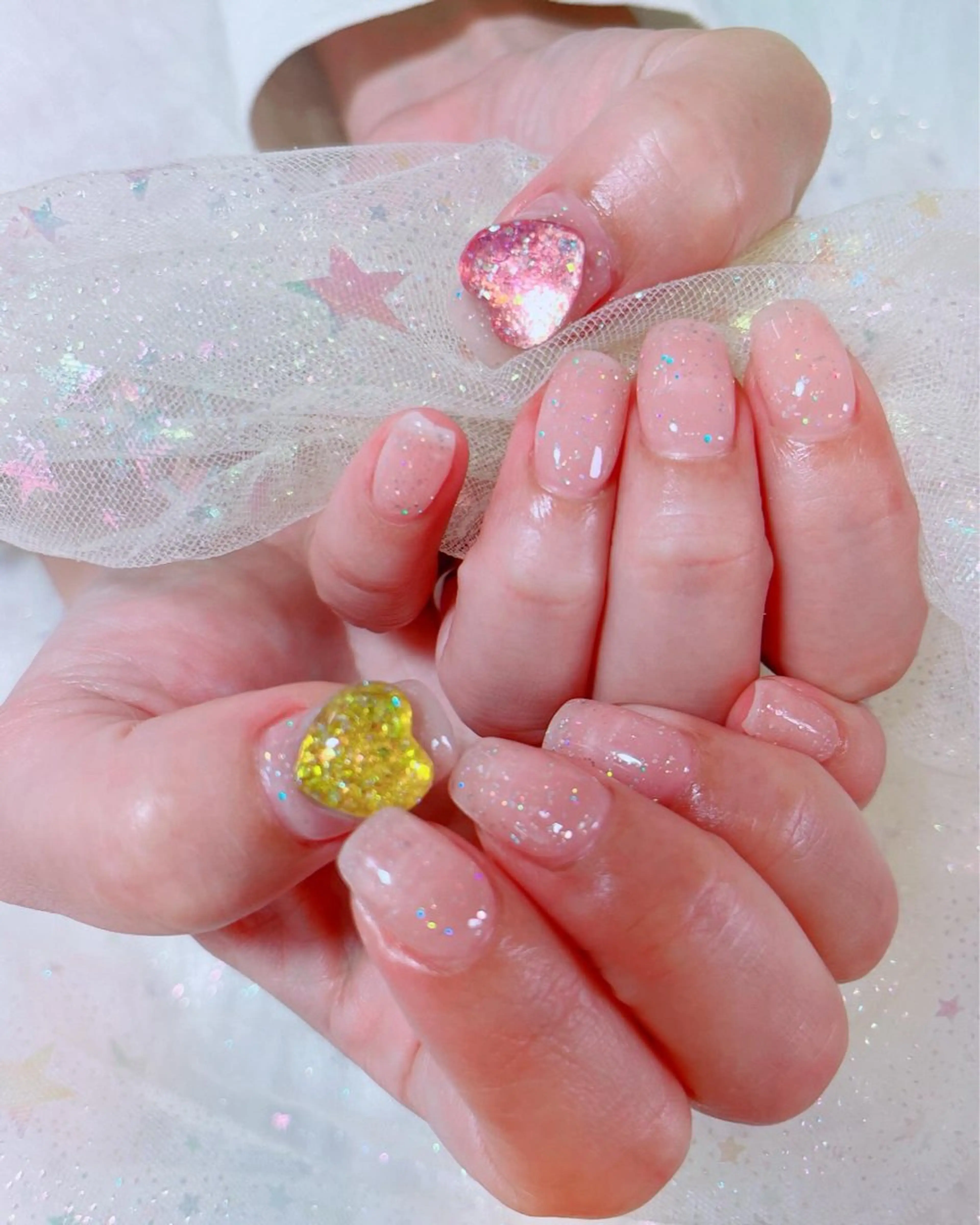 ネイル アートネイル ハート ハンドネイル RUI ☆のネイルデザイン