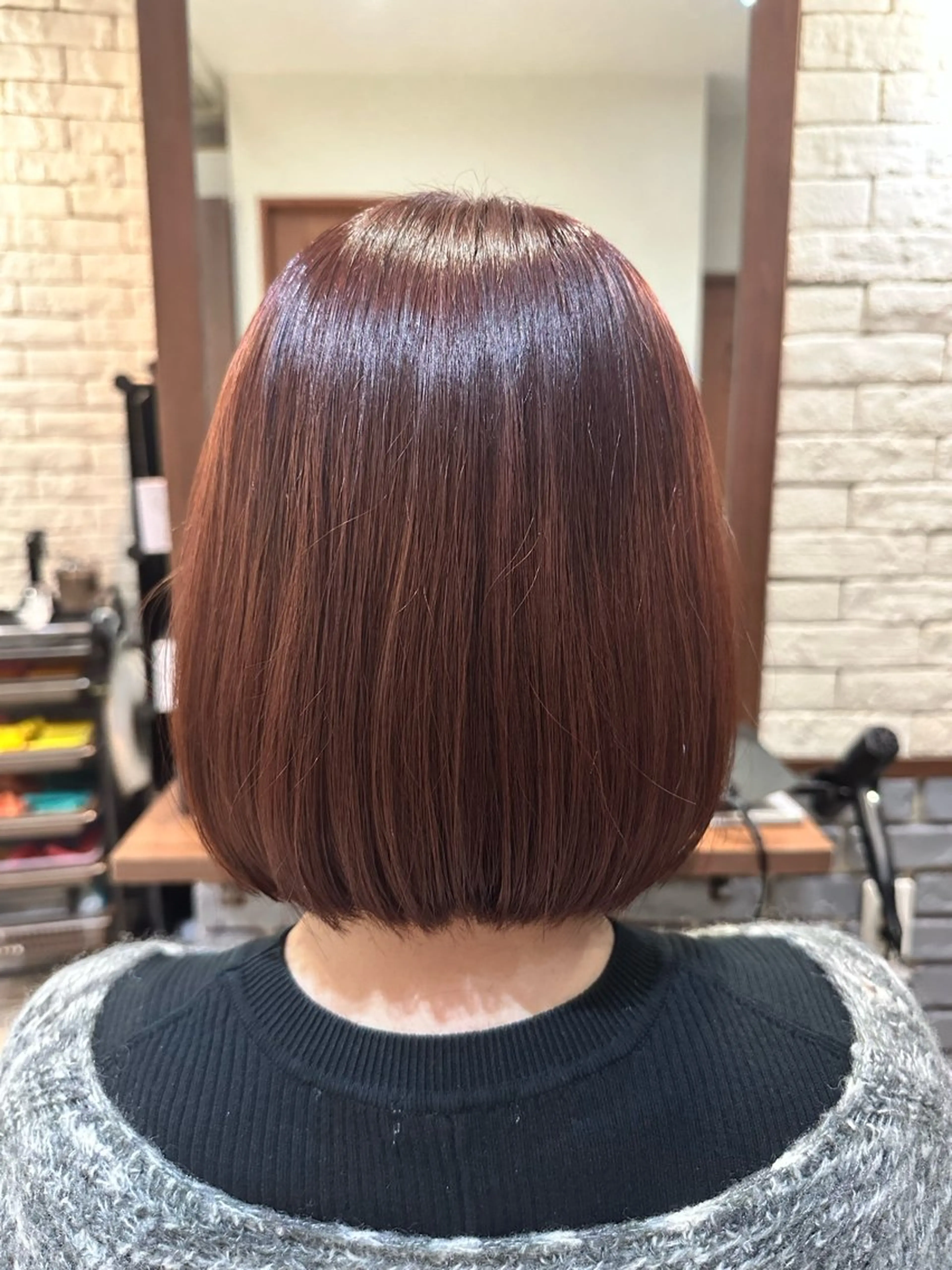 ロング カラー 切りっぱなしボブ ブラウンカラー ピンクカラー ピンクブラウン ボブ ルシクラージュ武蔵小杉店所属・巻けないけど美髪 作れます丸山智久のヘアスタイル