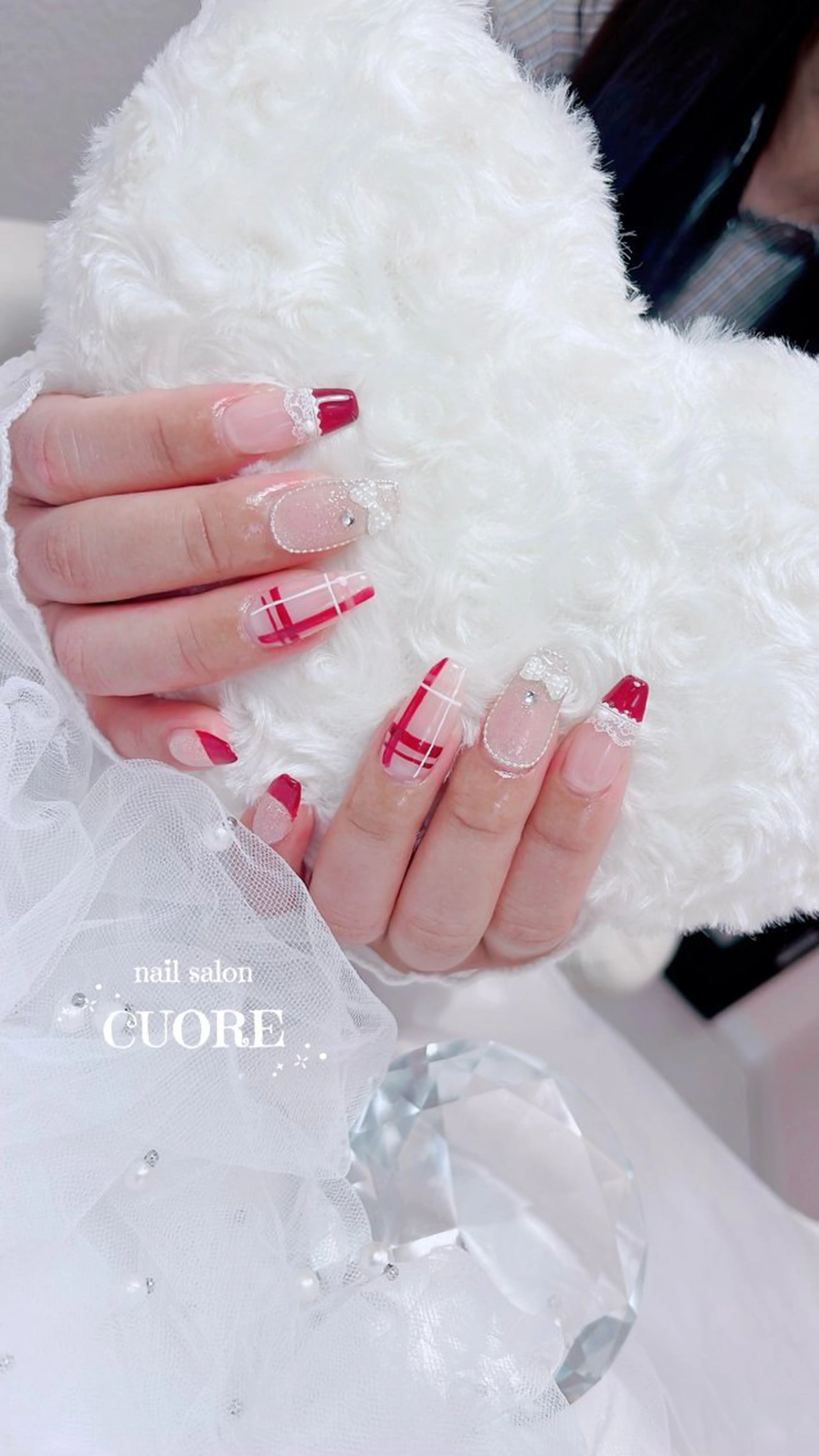 ネイル フレンチネイル ワンホンネイル 冬ネイル nail salon CUOREのネイルデザイン