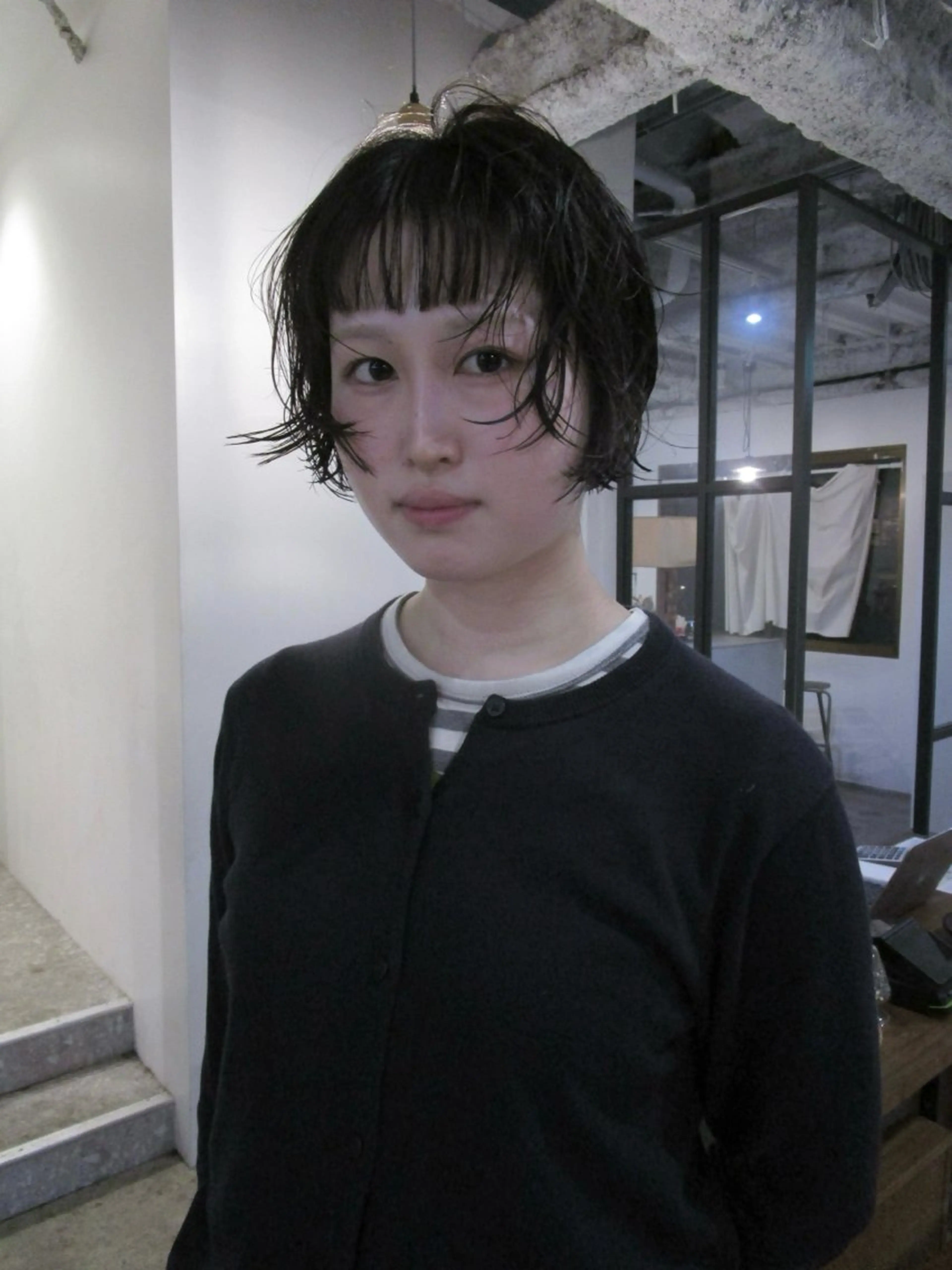 ショート パーマ ボブ オン眉 yu maのヘアスタイル