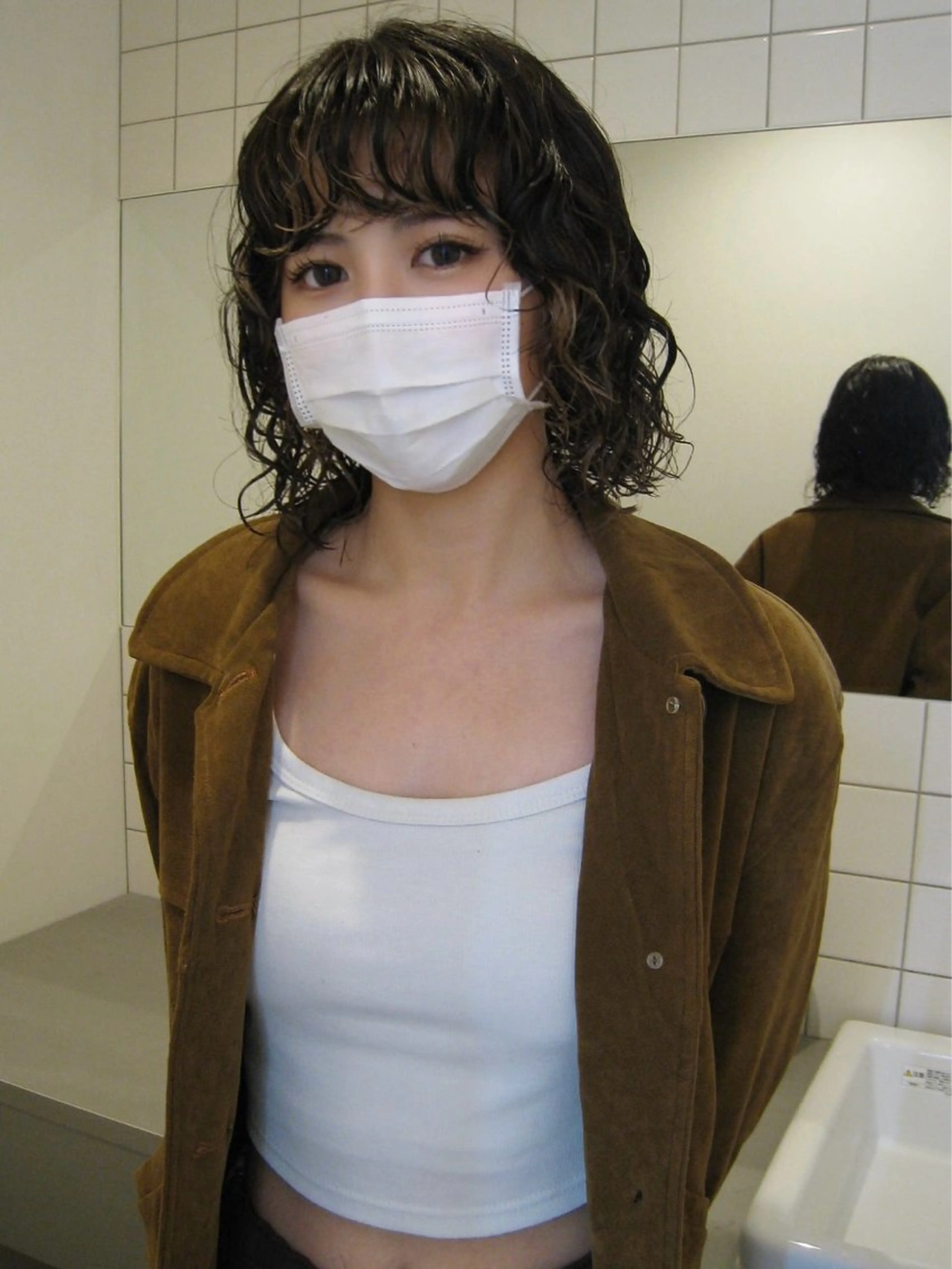 ミディアム ミディアムパーマ ボブ 顔まわりレイヤー レイヤーカット カット パーマ ボブカットモデル/パ ーマ/harunaのヘアスタイル