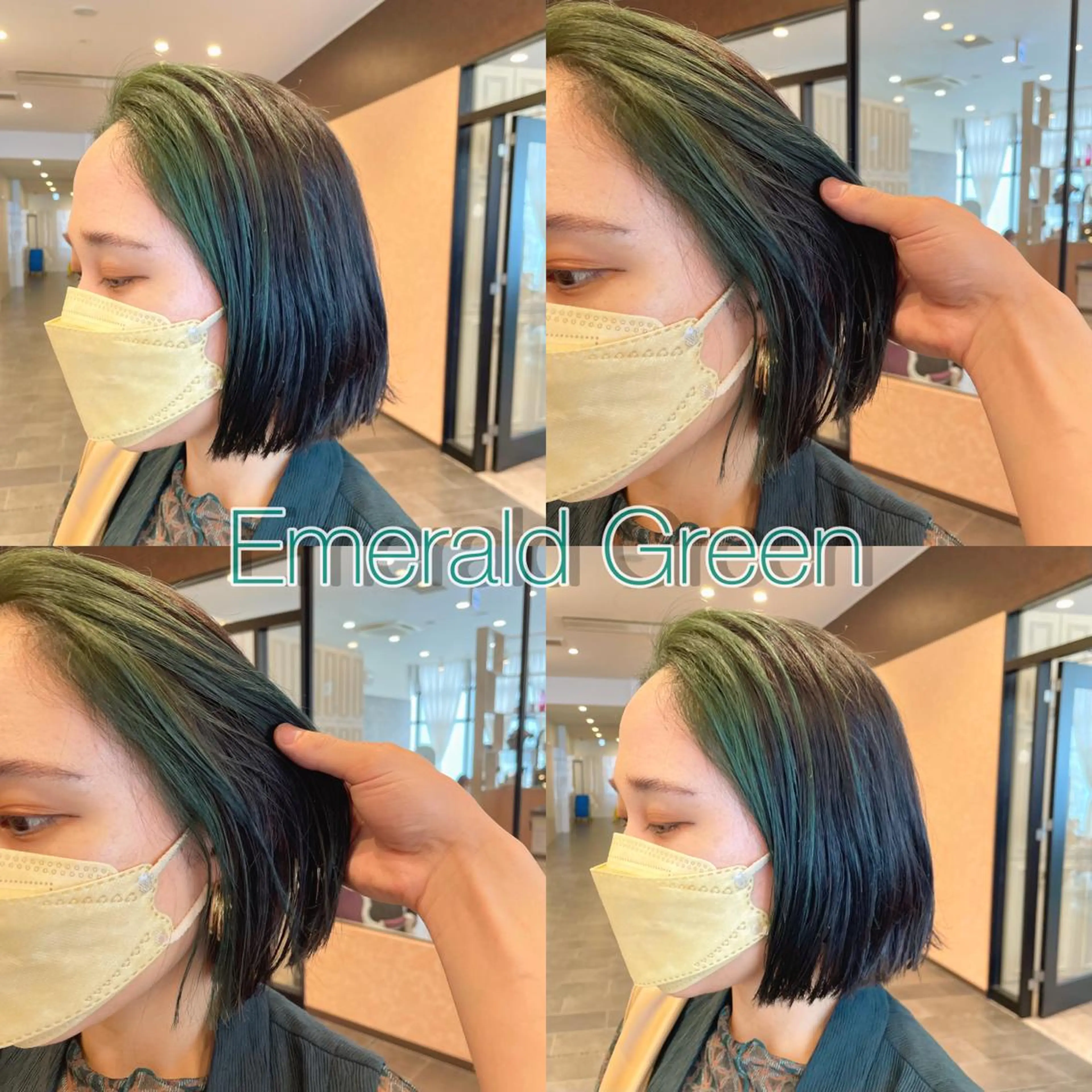 セミロング カラー エメラルドグリーン La Blessグランサロン梅田店所属・梅田美容室/ ウルフカットのヘアスタイル
