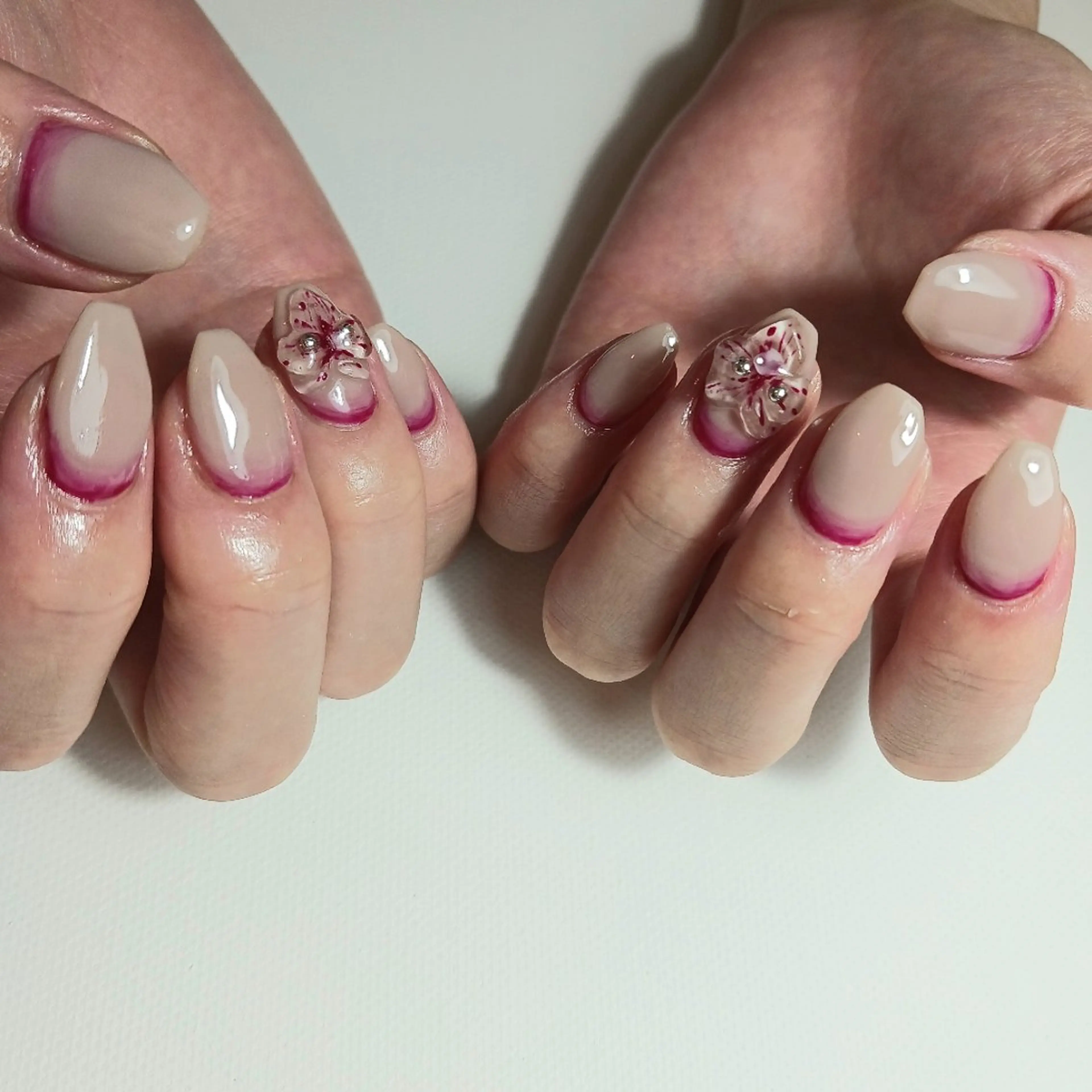 ネイル フラワーネイル ジェルネイル 持ち込み 夏ネイル ハンドネイル owlnail /持込みデザイン専門のネイルデザイン