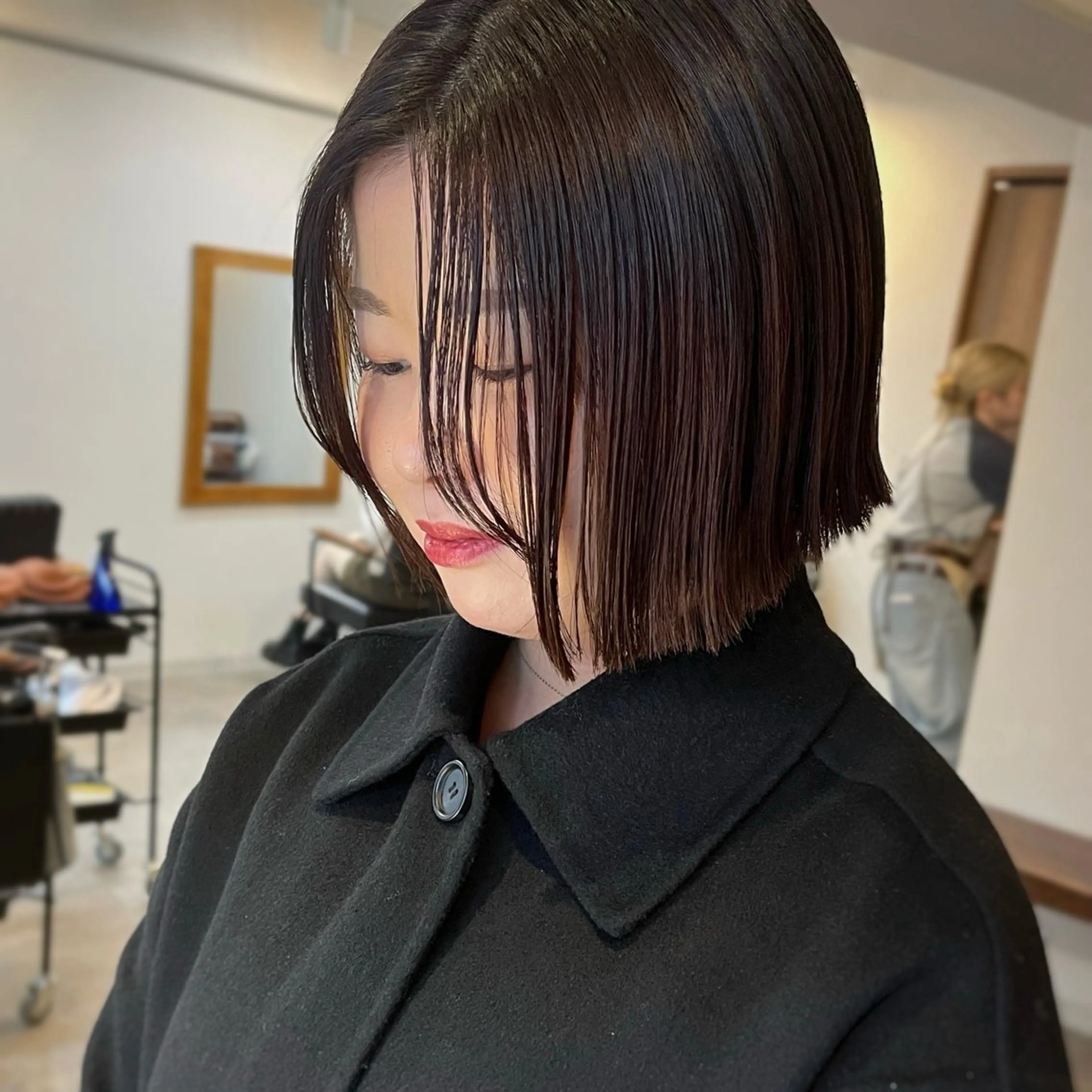 ショート カラー ブラウンカラー レッドカラー レッドブラウン ボブ ボブ/透明感カラー /坂口恵梨子のヘアスタイル