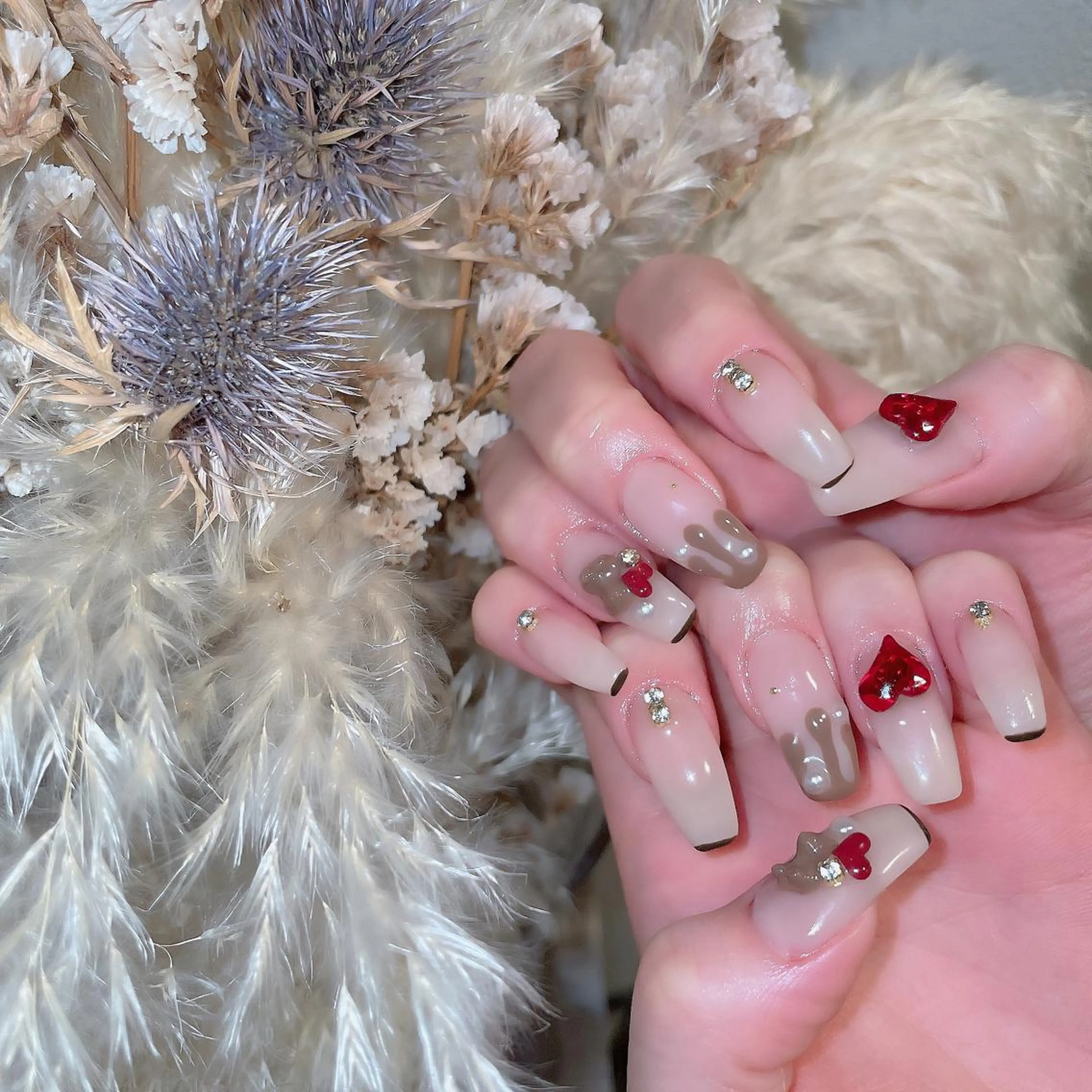 ネイル チークネイル フラッシュネイル フレンチネイル キラキラネイル 韓国ネイル merci nailのネイルデザイン