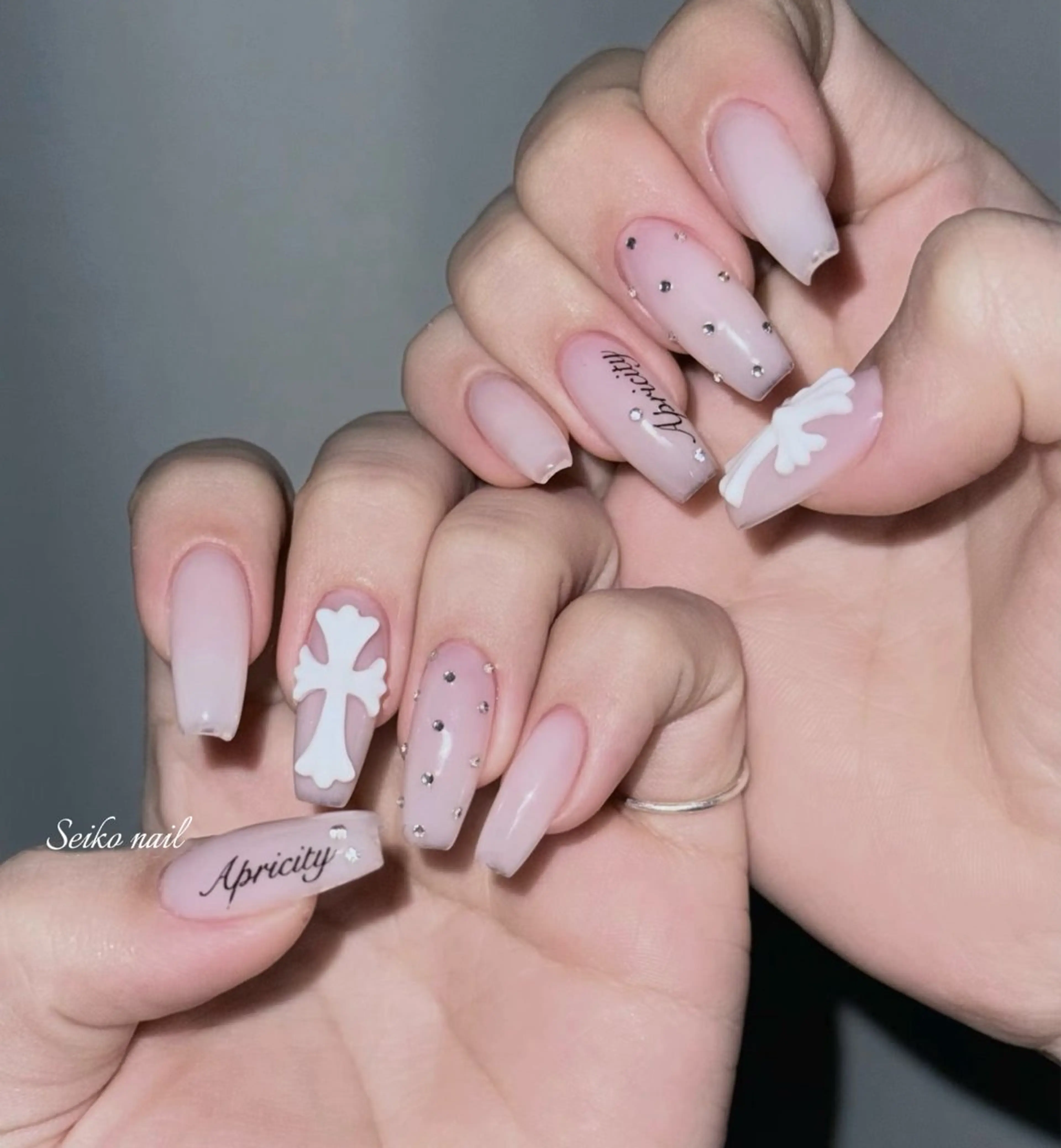 ネイル フレンチネイル ハート 韓国ネイル オフィスネイル シンプルネイル ハンドネイル seiko nail Nanami（渋谷）のネイルデザイン