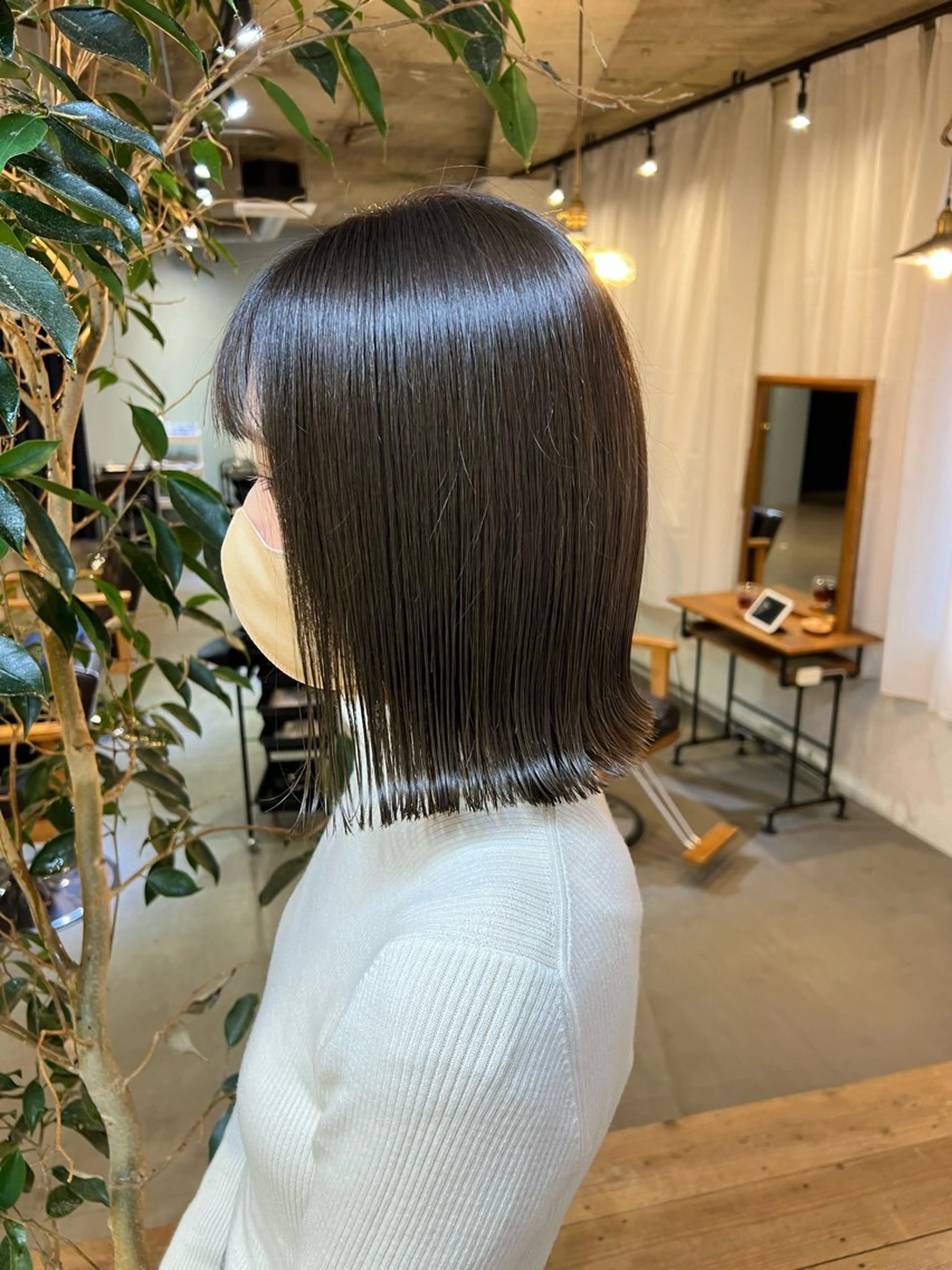 ミディアム カラー グレージュ オリーブグレージュ オリーブグレー ボブ カット ヘアカラー トリートメント ブリーチなしカラー 🌿‬脇黒丸 彩のヘアスタイル