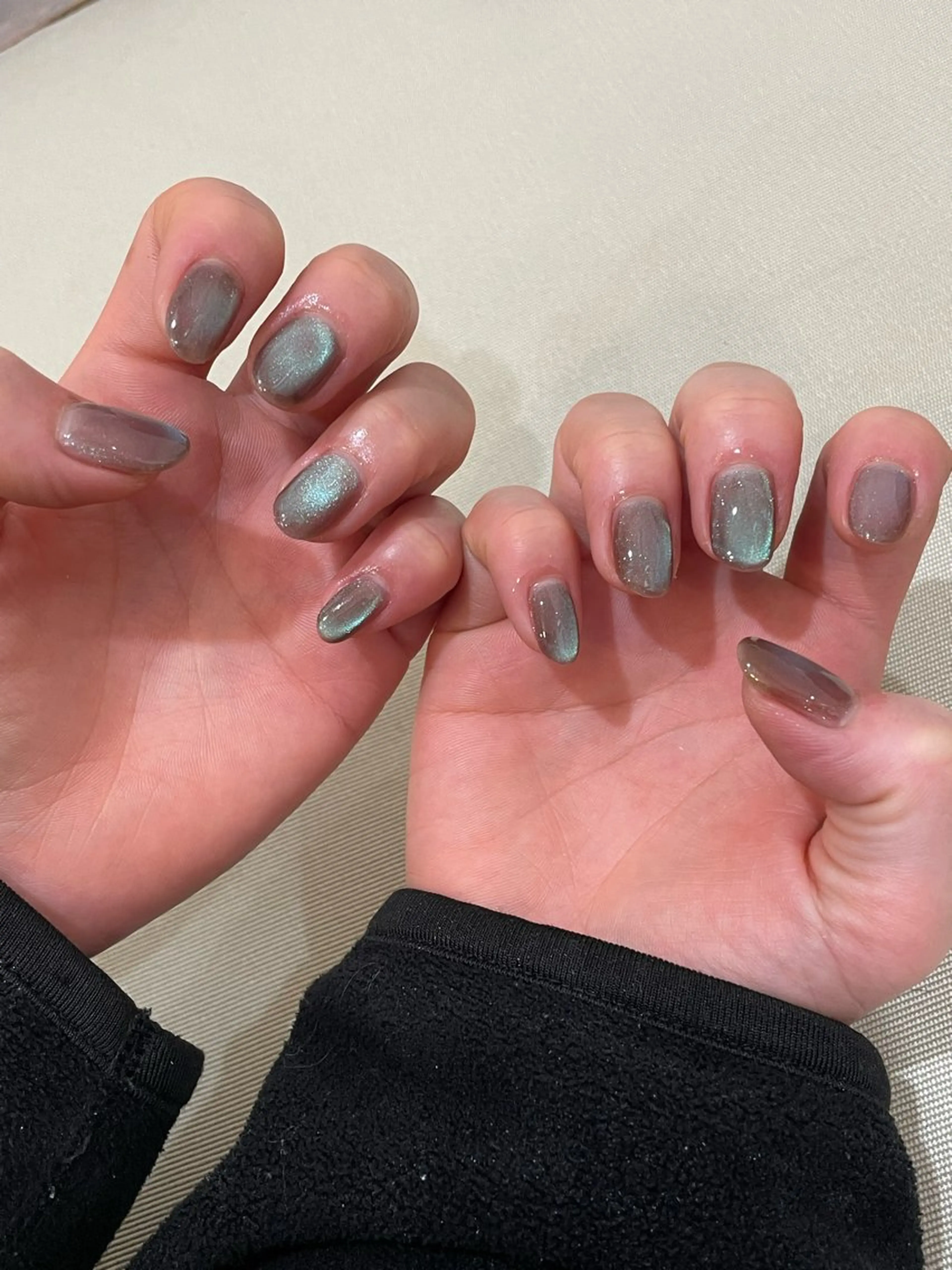 ネイル ブルー ブラウン ハンドネイル Nes.nail AYAのネイルデザイン