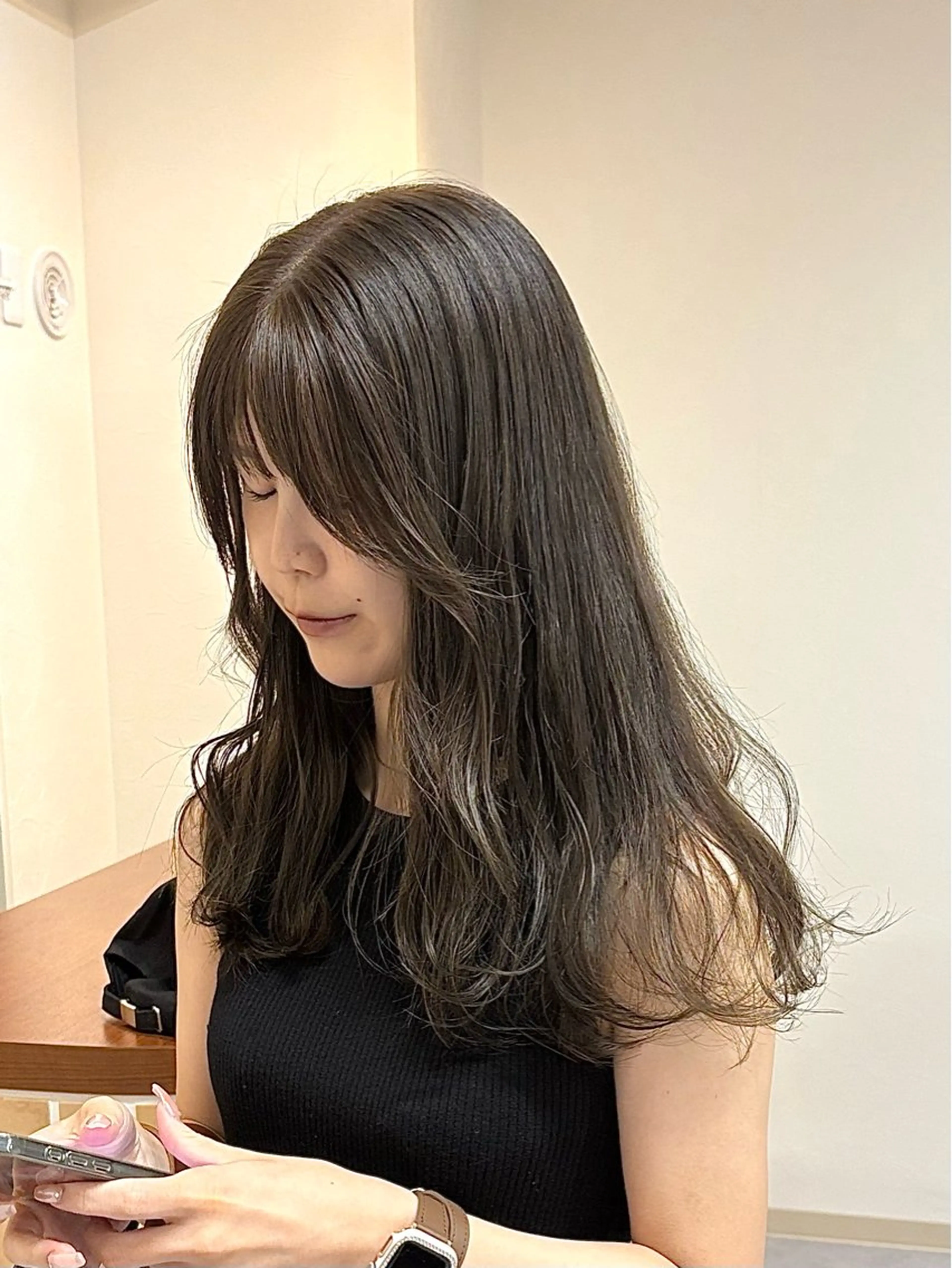 ミディアム カット ヘアカラー トリートメント ハル🌸柔色/ ブリーチなし/艶髪のヘアスタイル