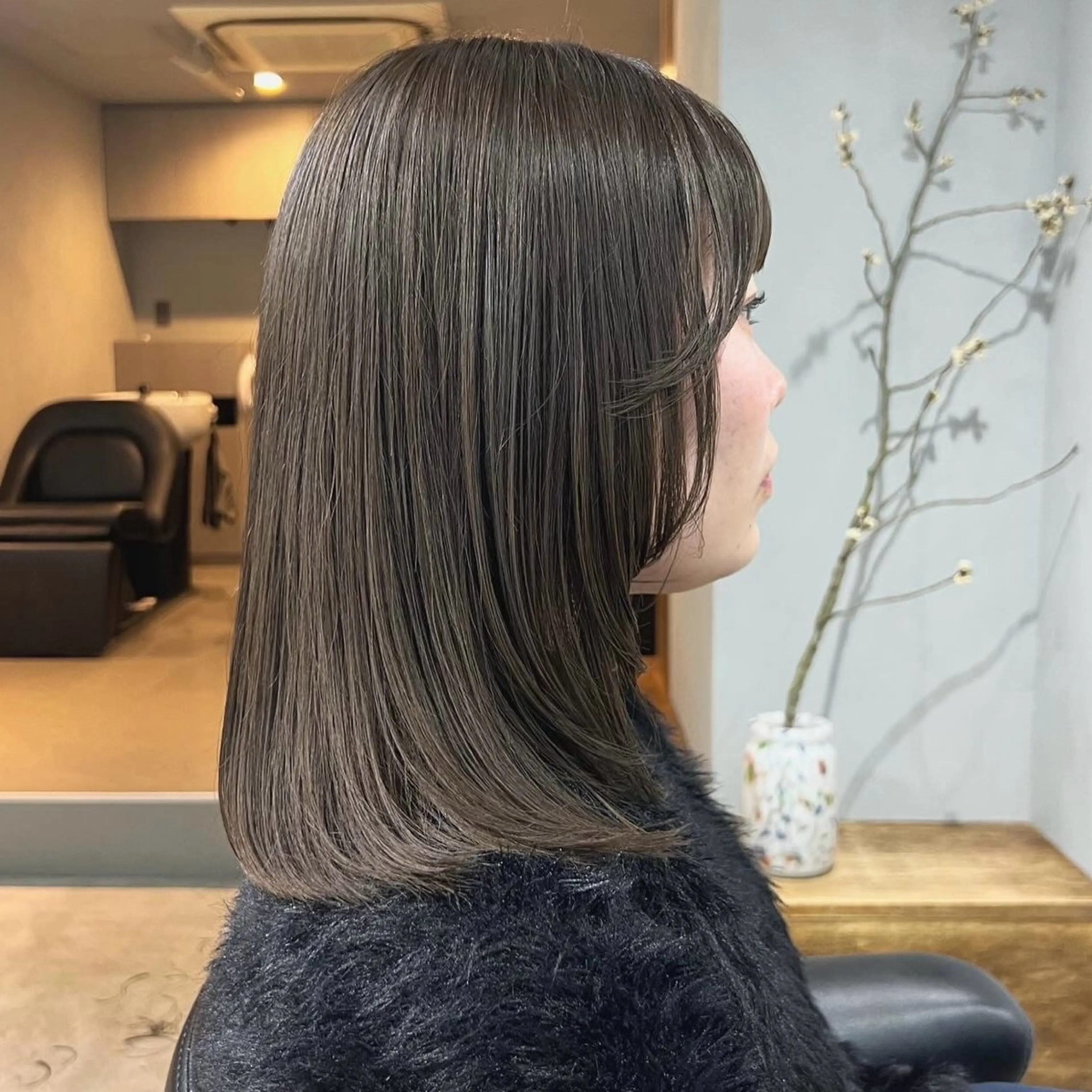 ミディアム カラー ヘアカラー トリートメント akane/ボブ /ブラウンベージュのヘアスタイル