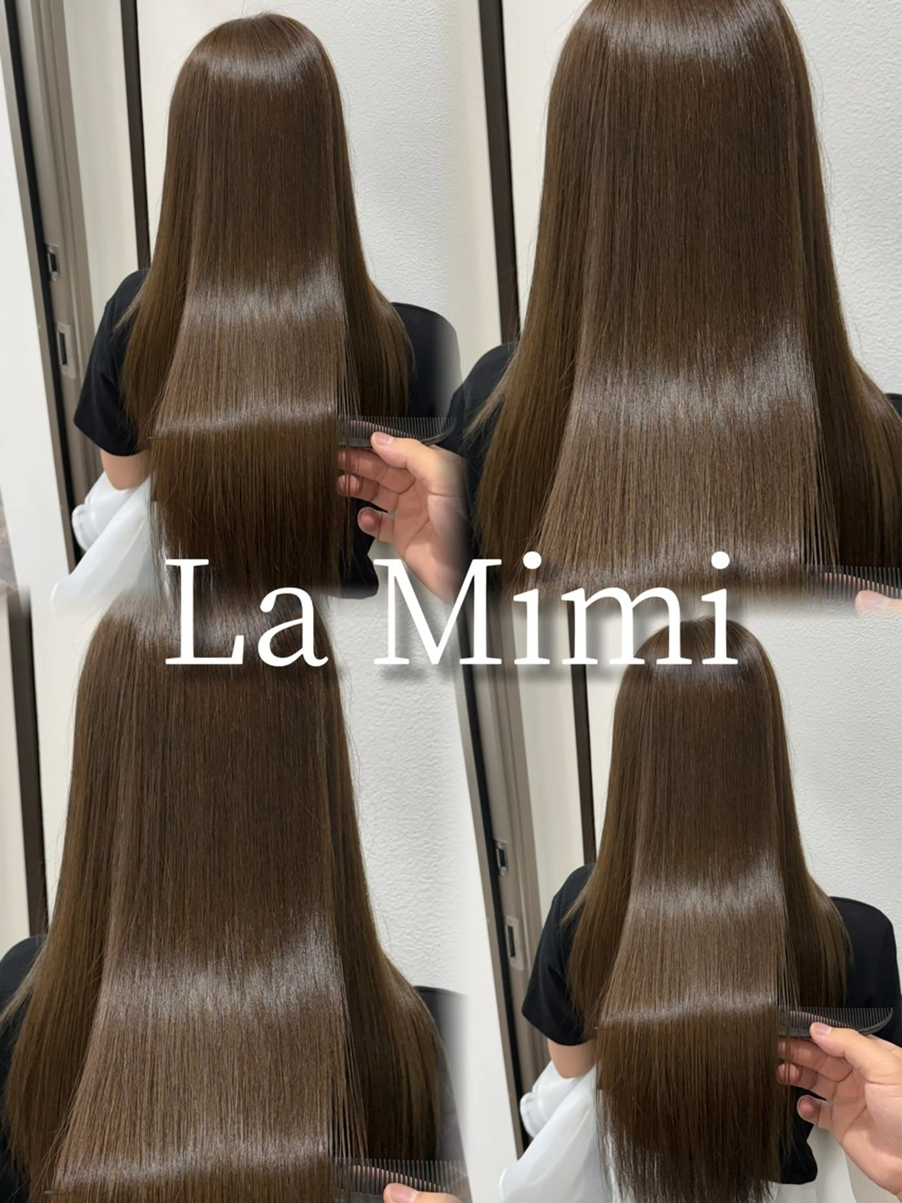 ロング カラー バレイヤージュ ミストバング ブリーチ 透明感カラー ダブルカラー 縮毛矯正 La Mimiのヘアスタイル