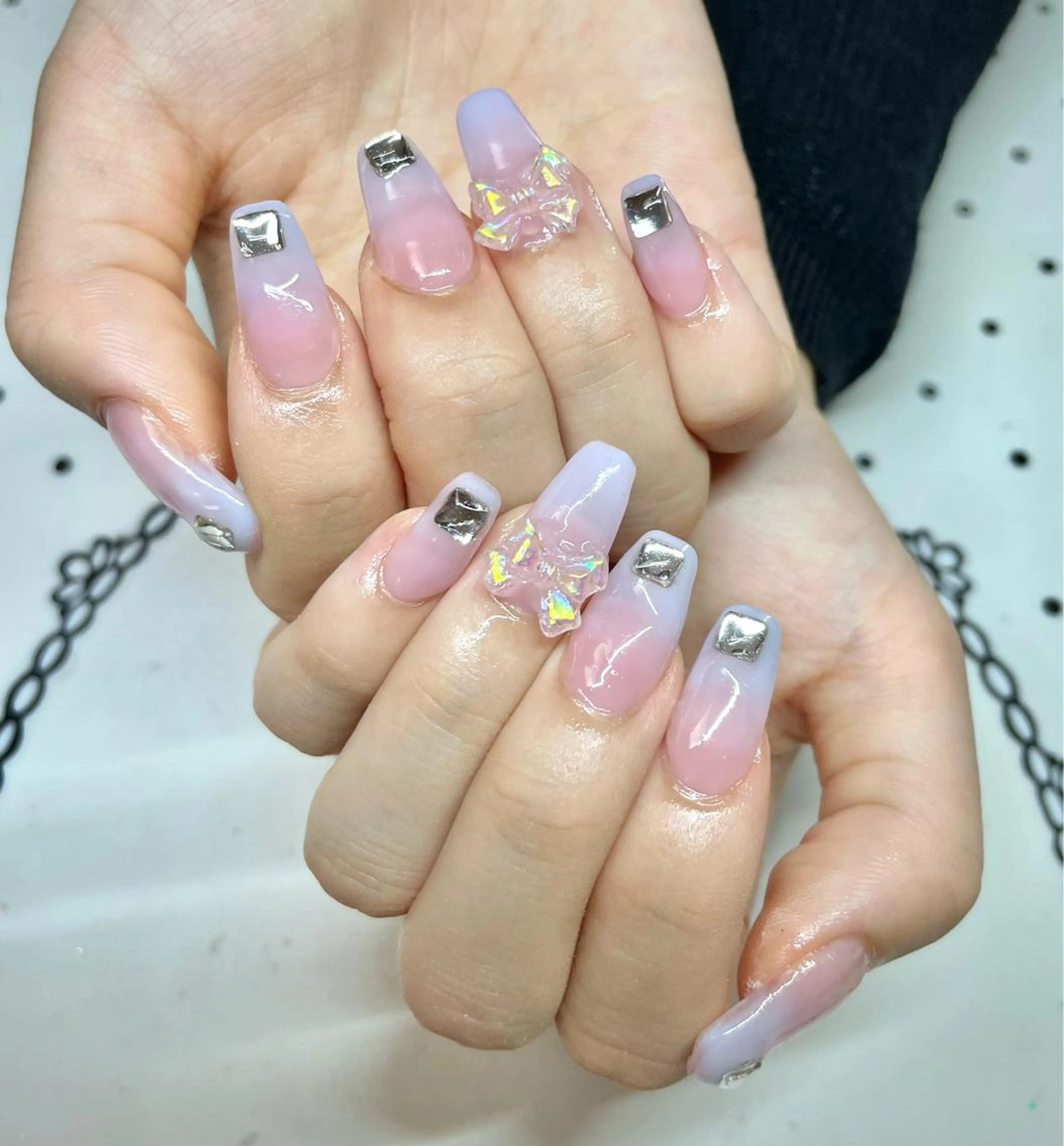 ネイル 持ち込み リボン ハンドネイル nailist cocoのネイルデザイン