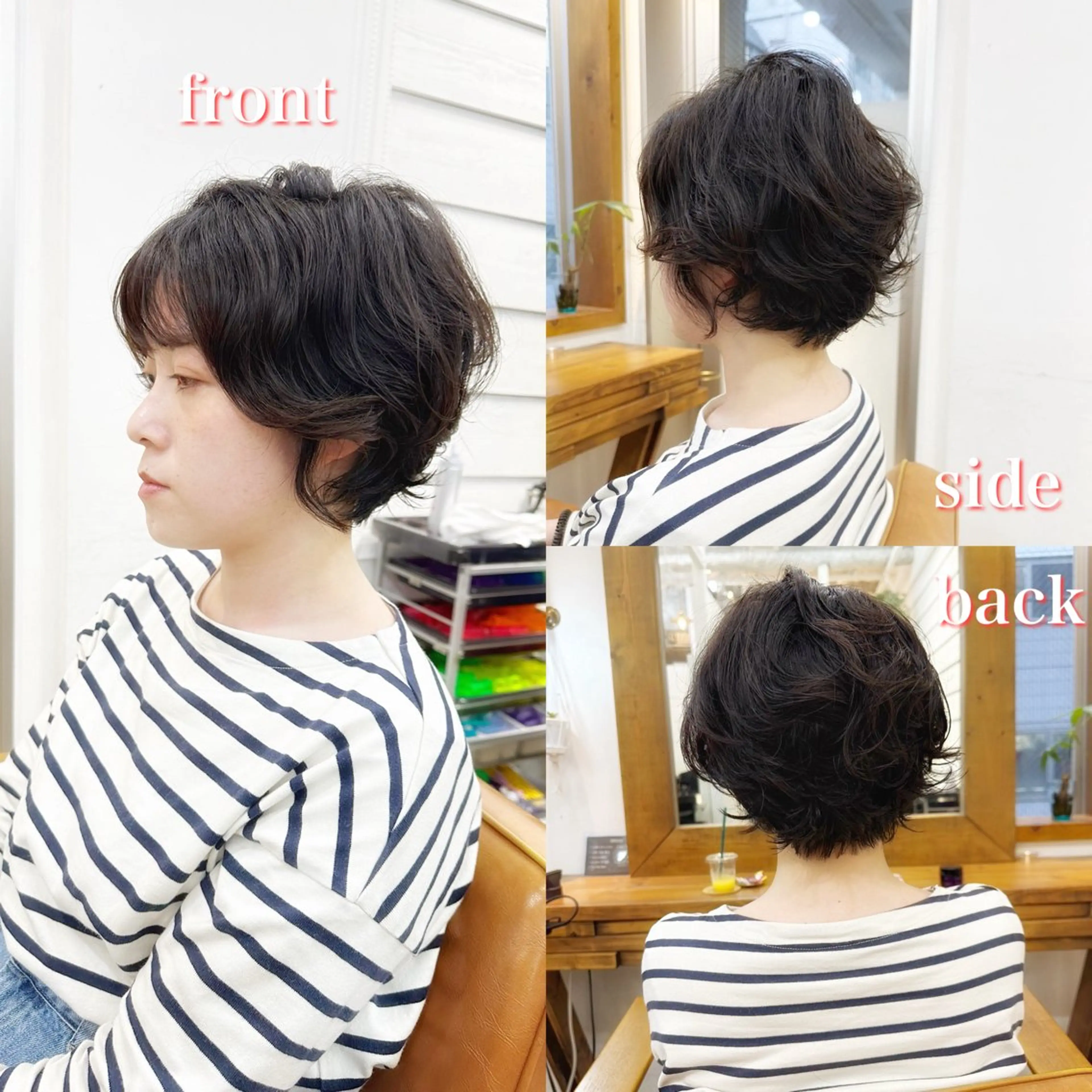 ショート パーマ ショートボブ ハンサムショート ボブ くせ毛 ショートヘア カット パーマ newline銀座所属・👑銀座ショート/ 絶壁補正/金子涼👑のヘアスタイル