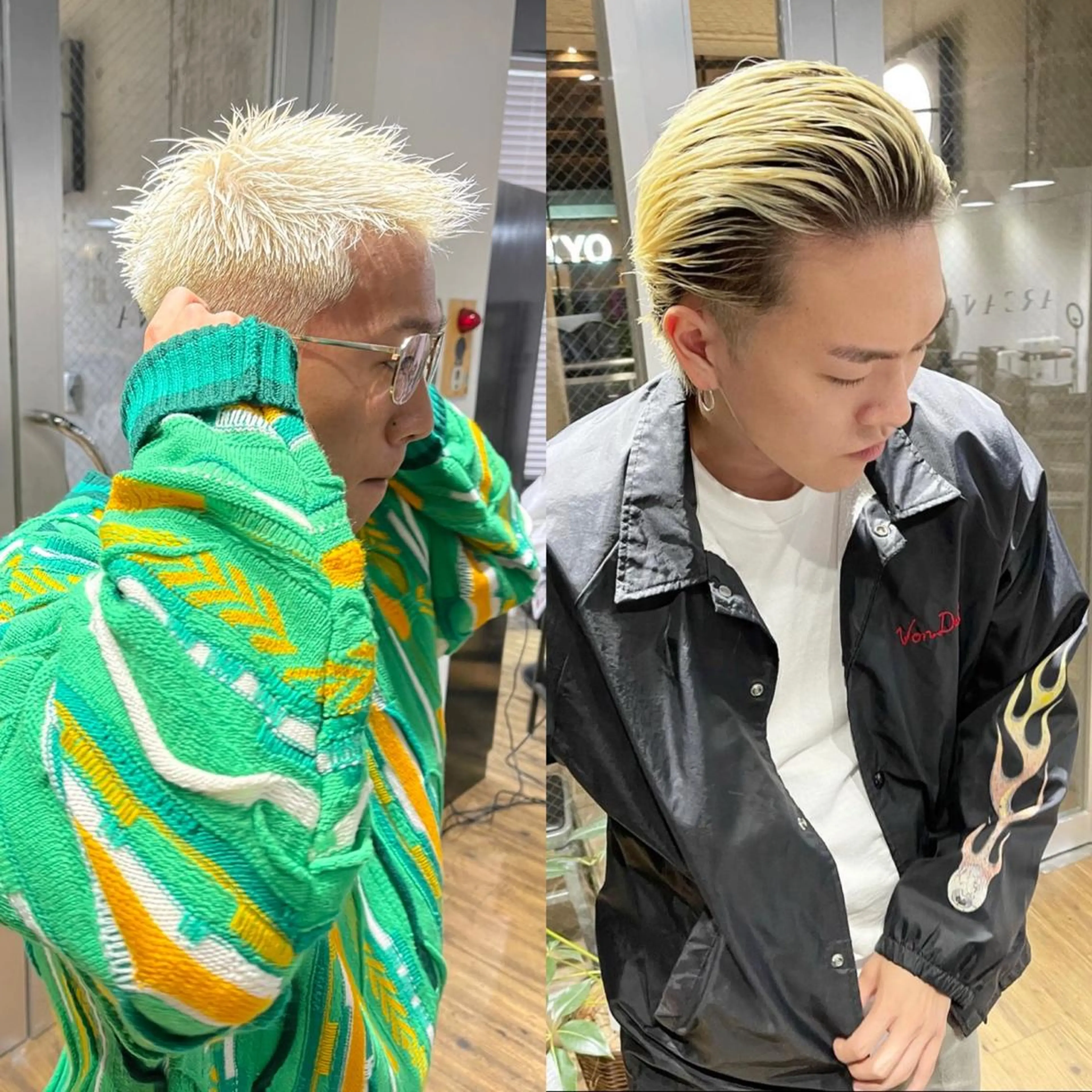 ショート ヘアカラー ブリーチ✨ハイライト メンズヘア/アヤノのヘアスタイル