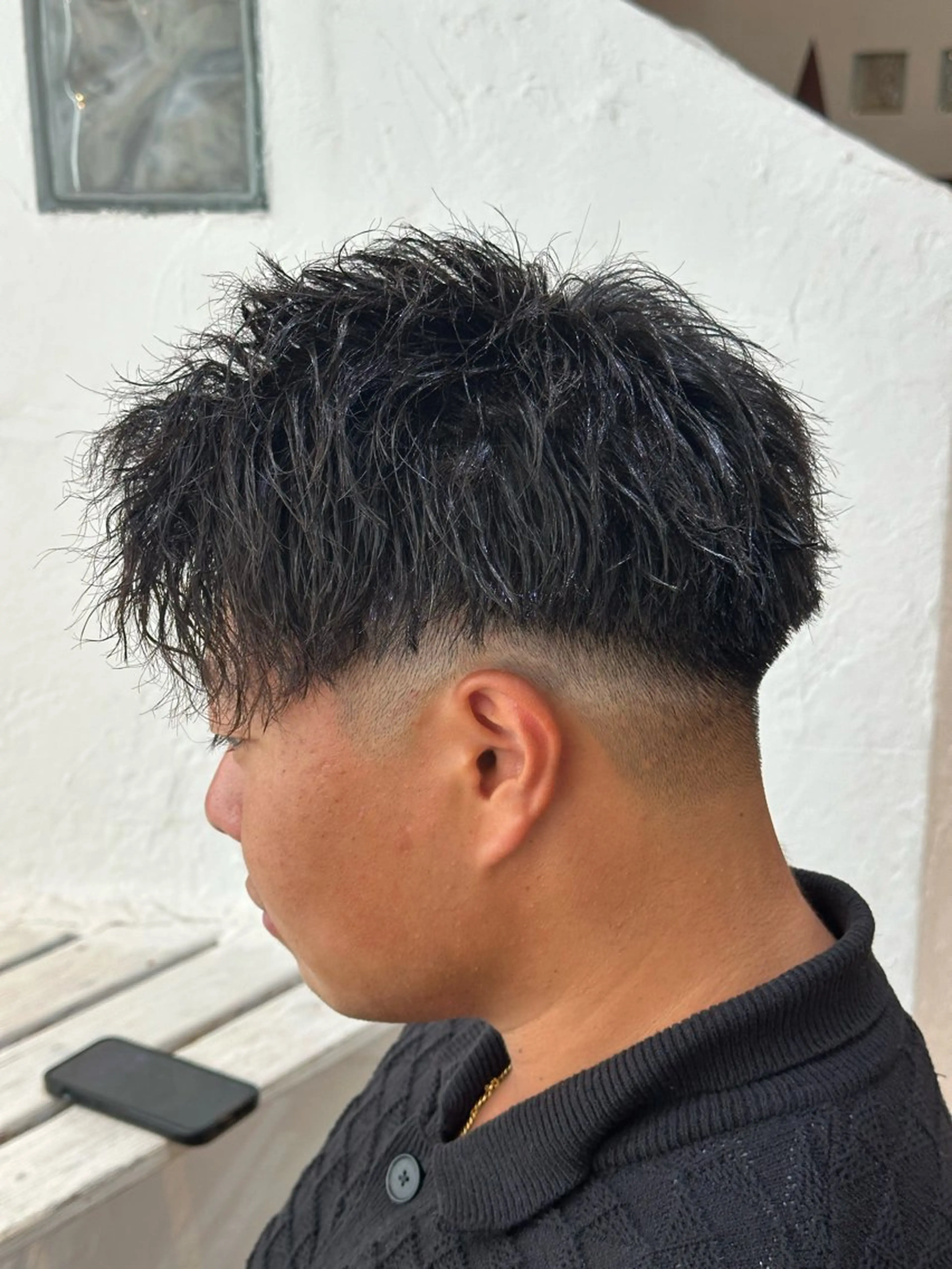 ショート メンズ フェードカット カット パーマ スパイキー/ ピンパーマ/緑川雄也のヘアスタイル