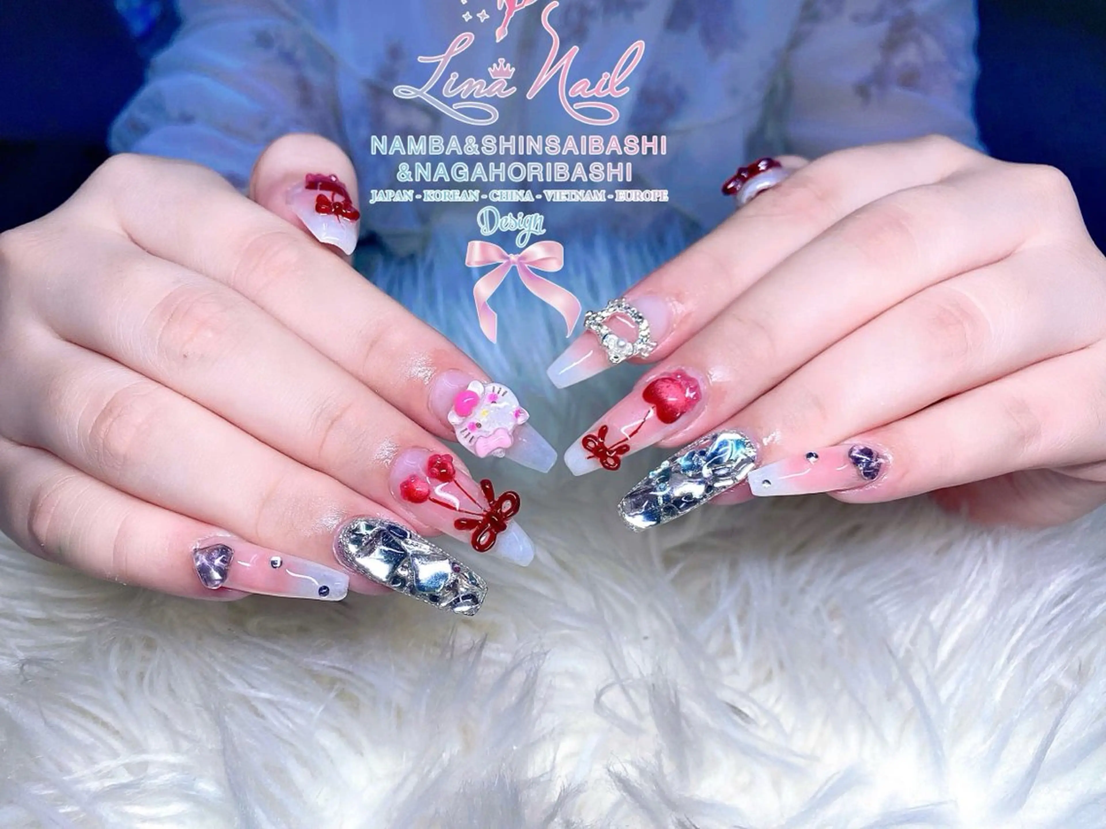 ネイル チークネイル 桜ネイル フラッシュネイル フットネイル ジェルネイル ハンドネイル リナネイル アメ村心斎橋店のネイルデザイン