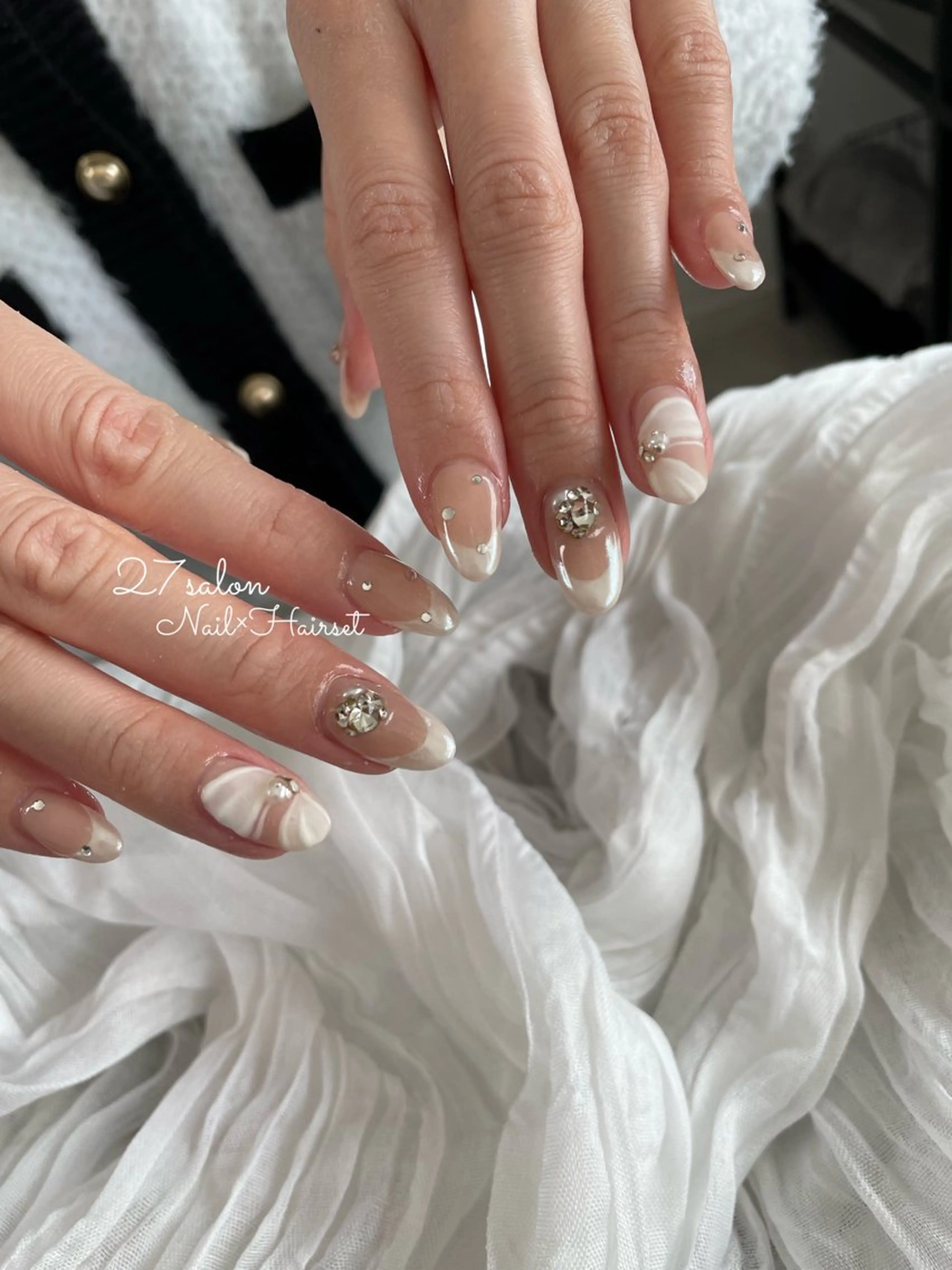 ネイル フレンチネイル バレンタイン ホワイト 27salon yuinaのネイルデザイン