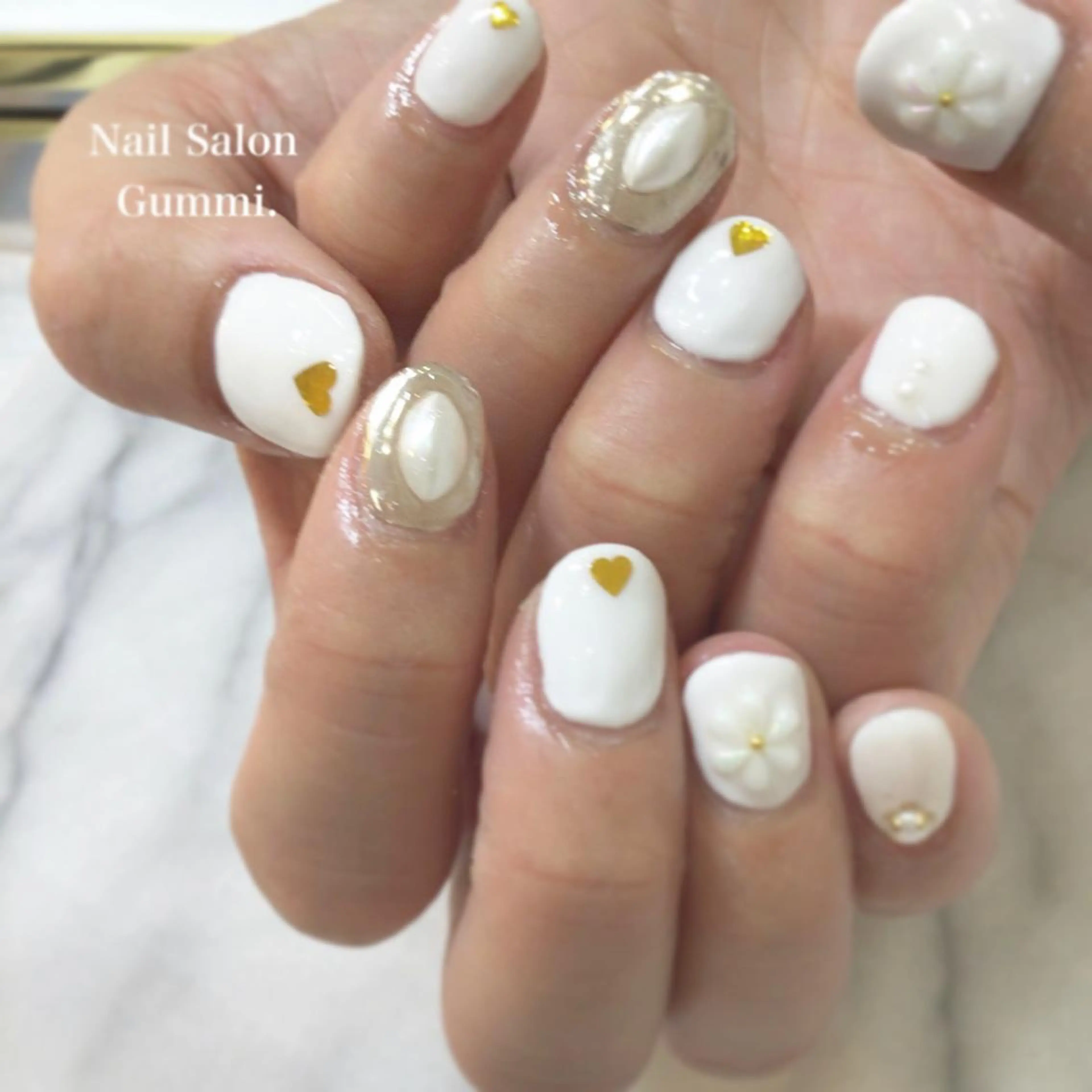 ネイル ハート キラキラネイル 韓国ネイル ラメ(グリッター) ミラーネイル Nail Salon Gummi.のネイルデザイン