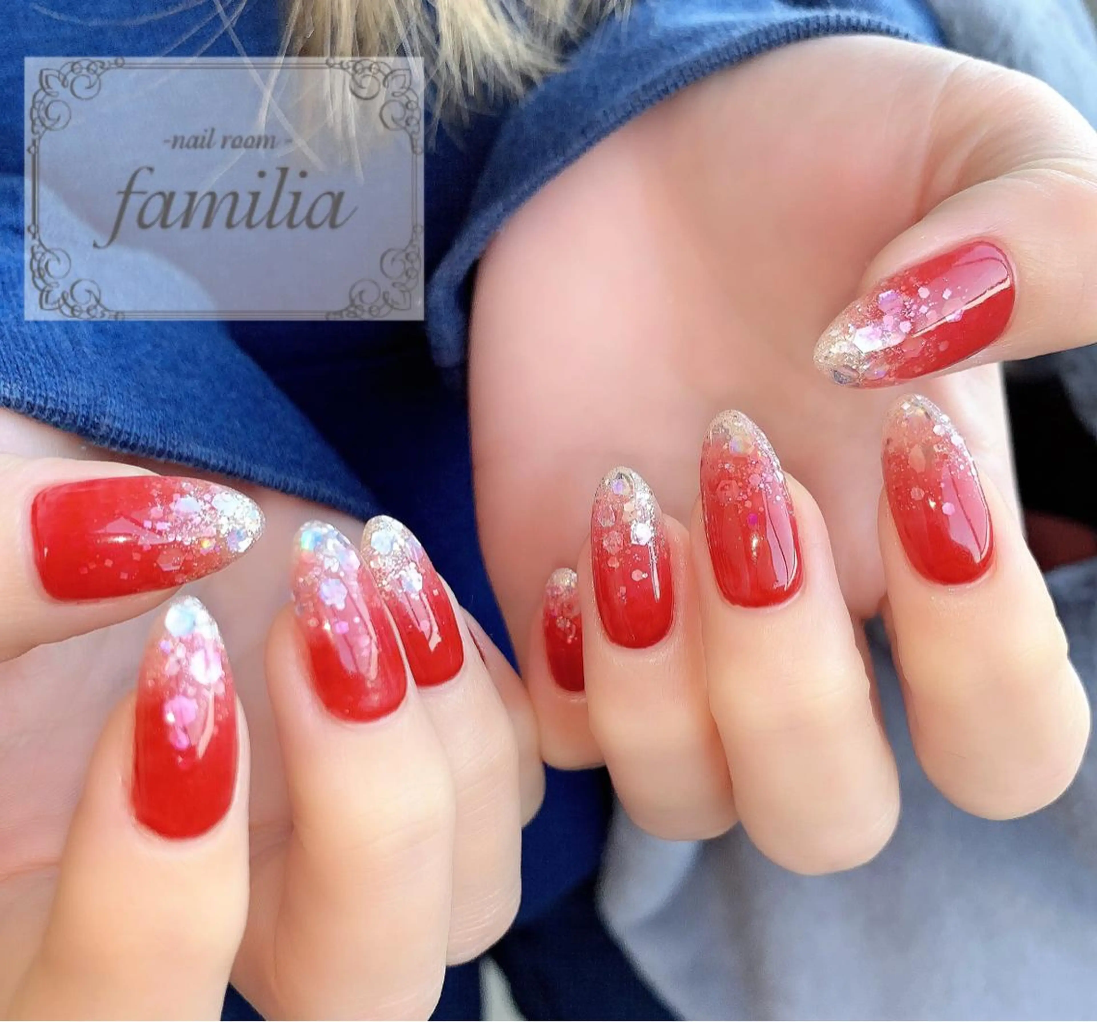 ネイル グラデーション ホログラムネイル ラメ(グリッター) ハンドネイル -nailroom- familiaのネイルデザイン