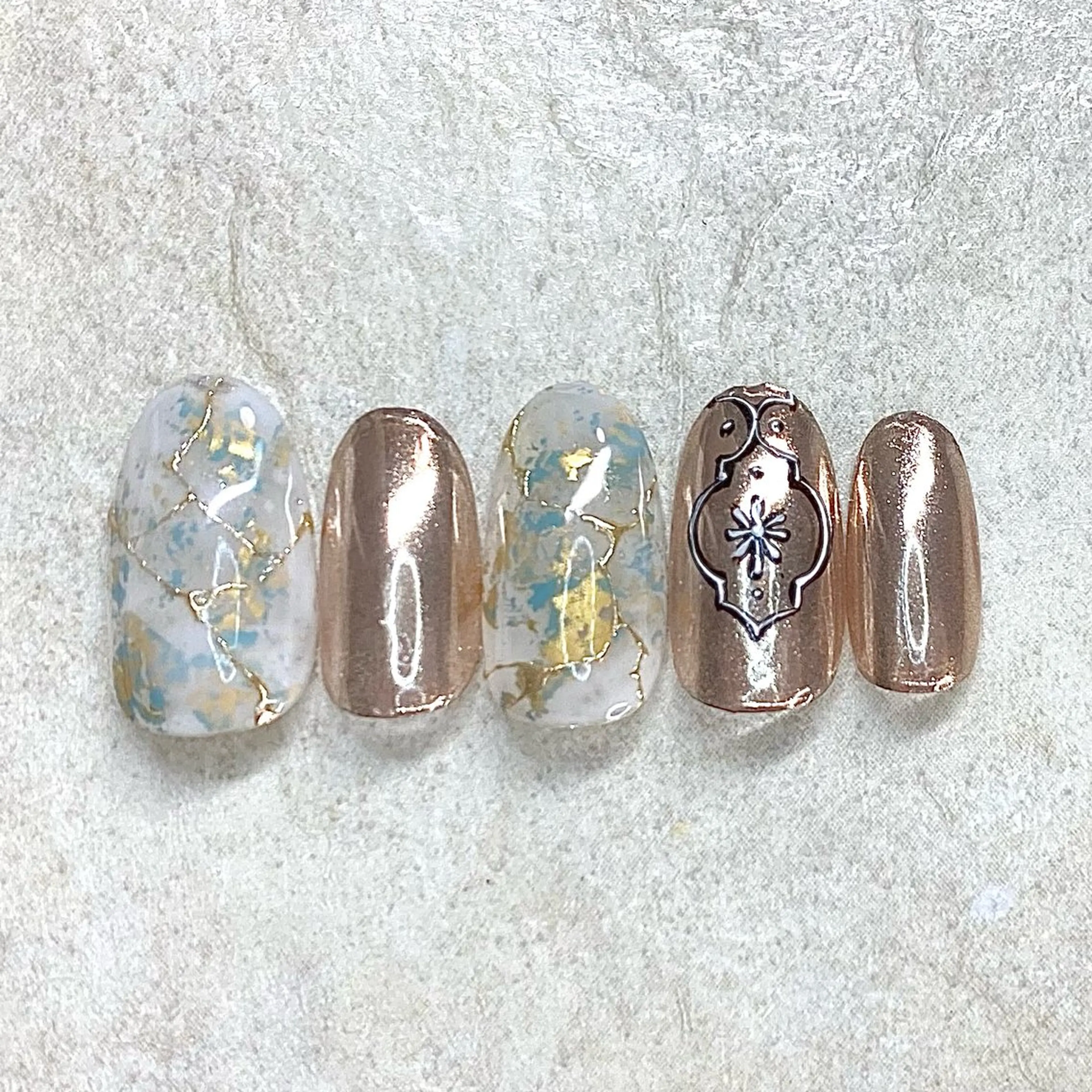 ネイル アートネイル 大理石ネイル(マーブル) ミラーネイル ニュアンスネイル 夏ネイル ハンドネイル 六本木ネイル阡夜一夜 当日＆持ち込み歓迎のネイルデザイン