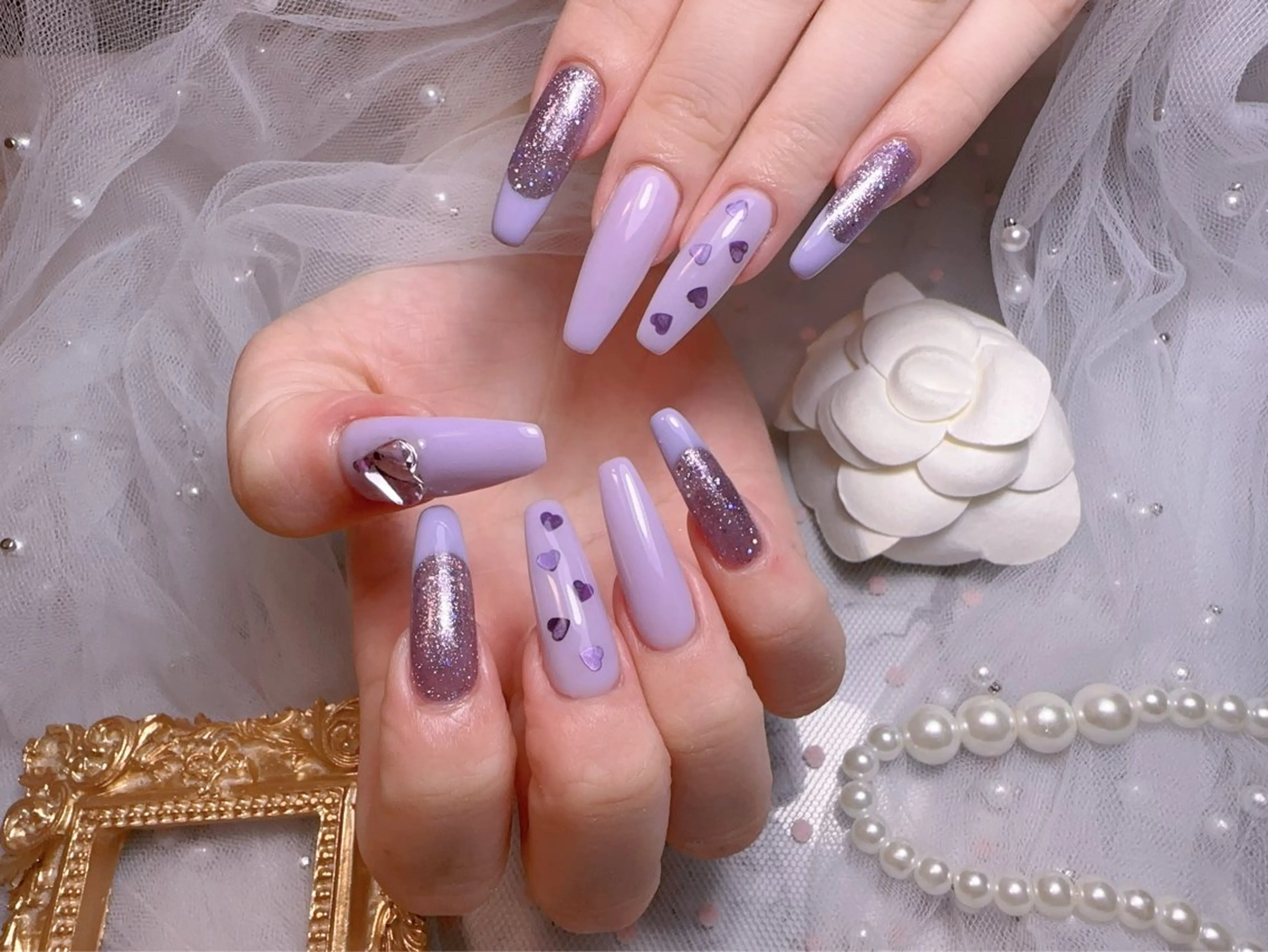 ネイル オーロラネイル フットネイル 韓国ネイル ラメ(グリッター) ラメグラデーション Belle nail salon 新小岩のネイルデザイン