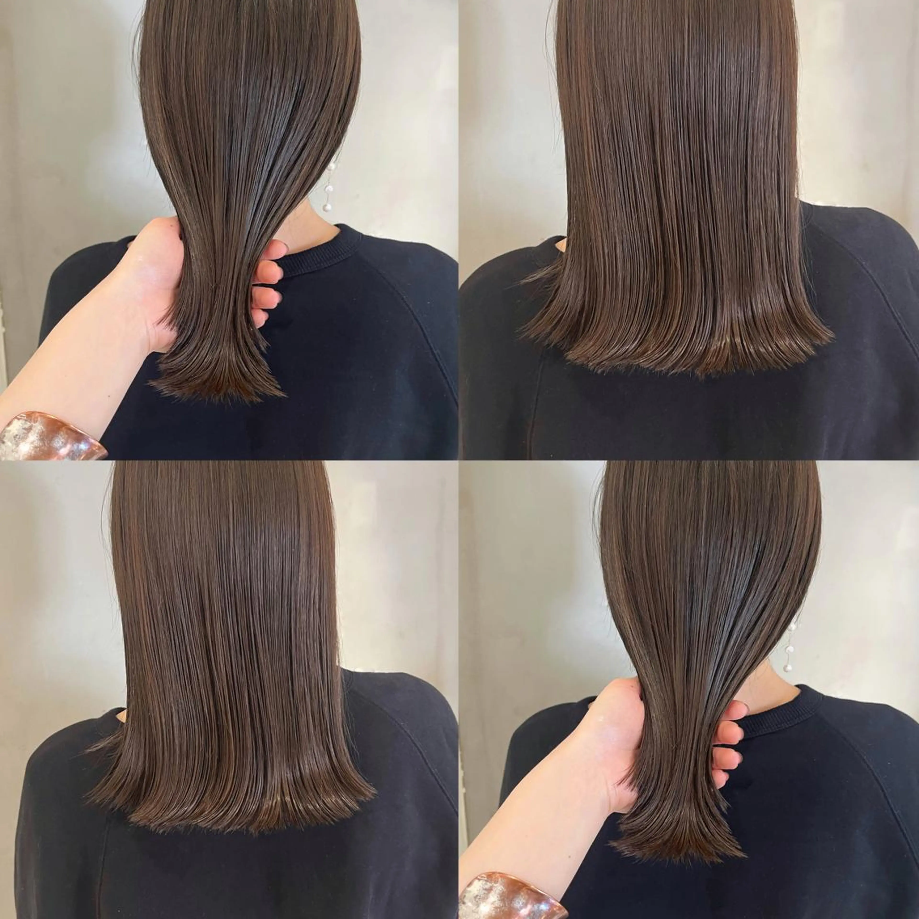 ミディアム カラー ベージュカラー ブラウンカラー ブラウンベージュ 透明感カラー グレージュ カット ヘアカラー トリートメント ヘッドスパ ヘアセット カジュアルを女っぽく 𝗮𝘆𝗮𝗰𝗼のヘアスタイル