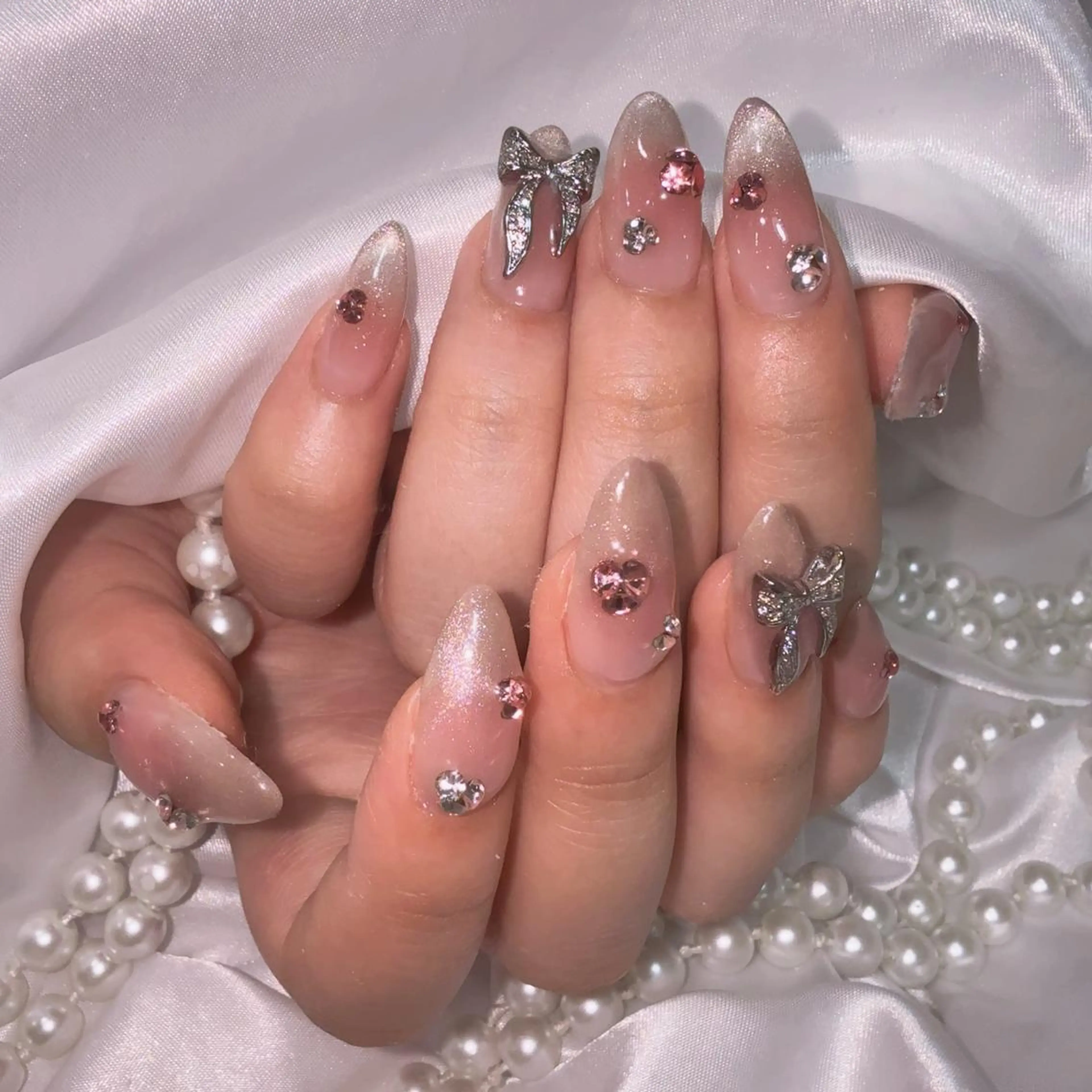 ネイル アートネイル フラッシュネイル フレンチネイル ジェルネイル ガラスフレンチ You&Me Yuiのネイルデザイン