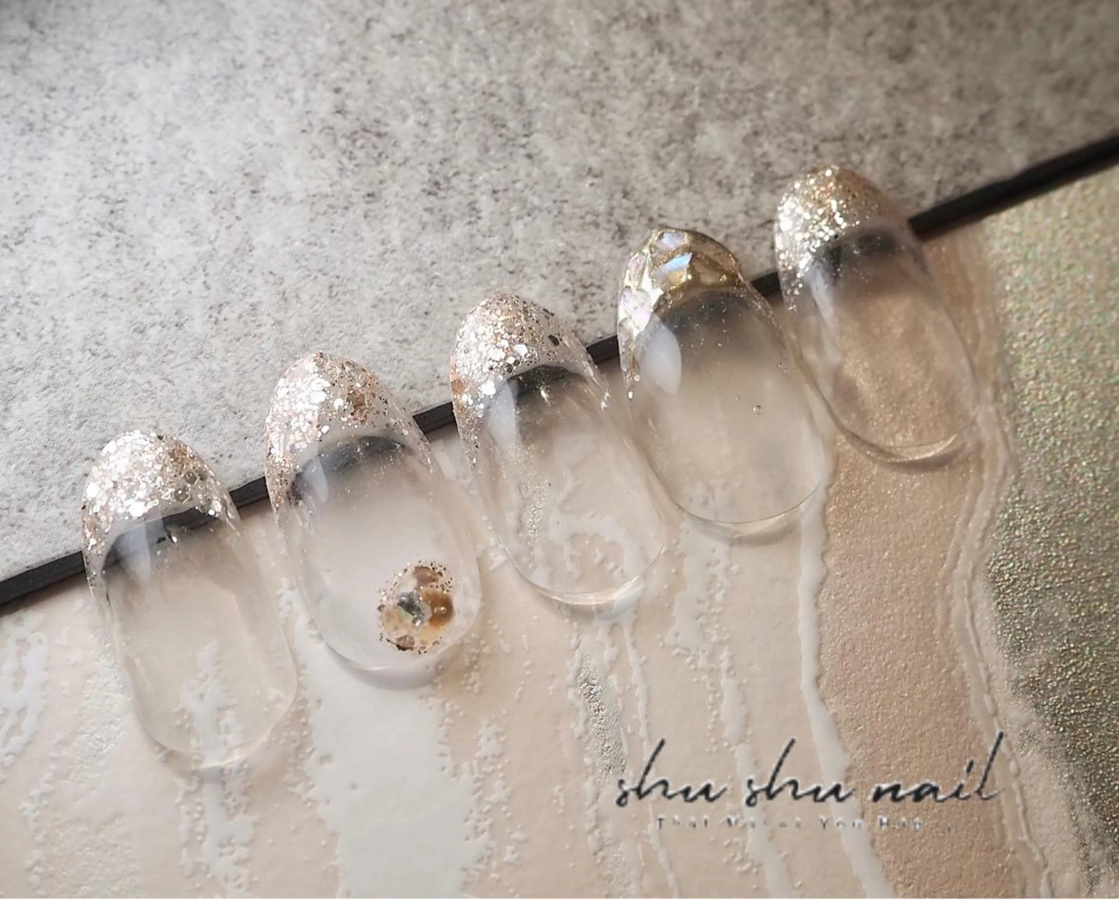 ネイル フレンチネイル ジェルネイル ラメ(グリッター) 和田 周子のネイルデザイン