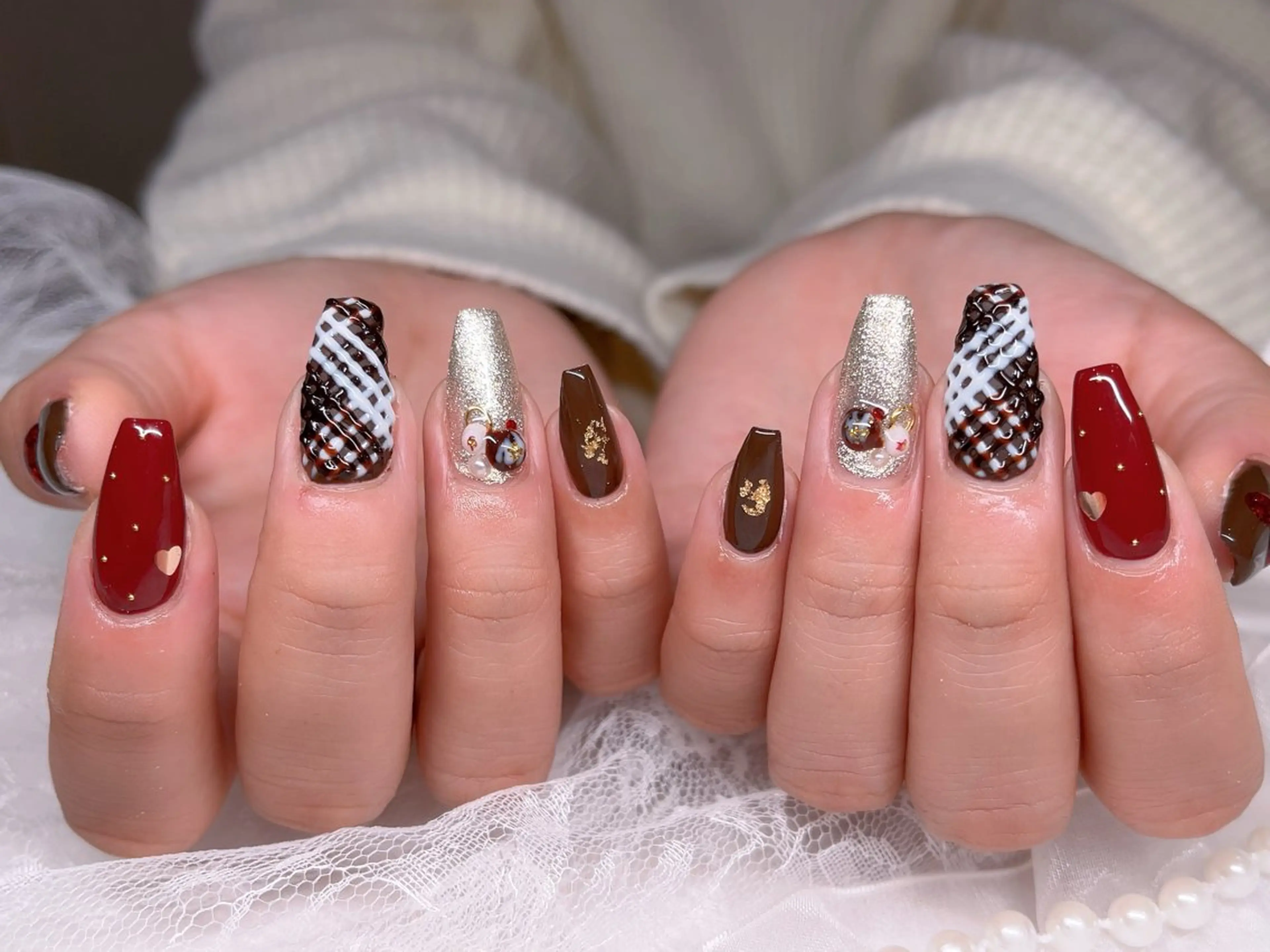 ネイル バレンタイン ハンドネイル 悦田joieange 京橋店のネイルデザイン