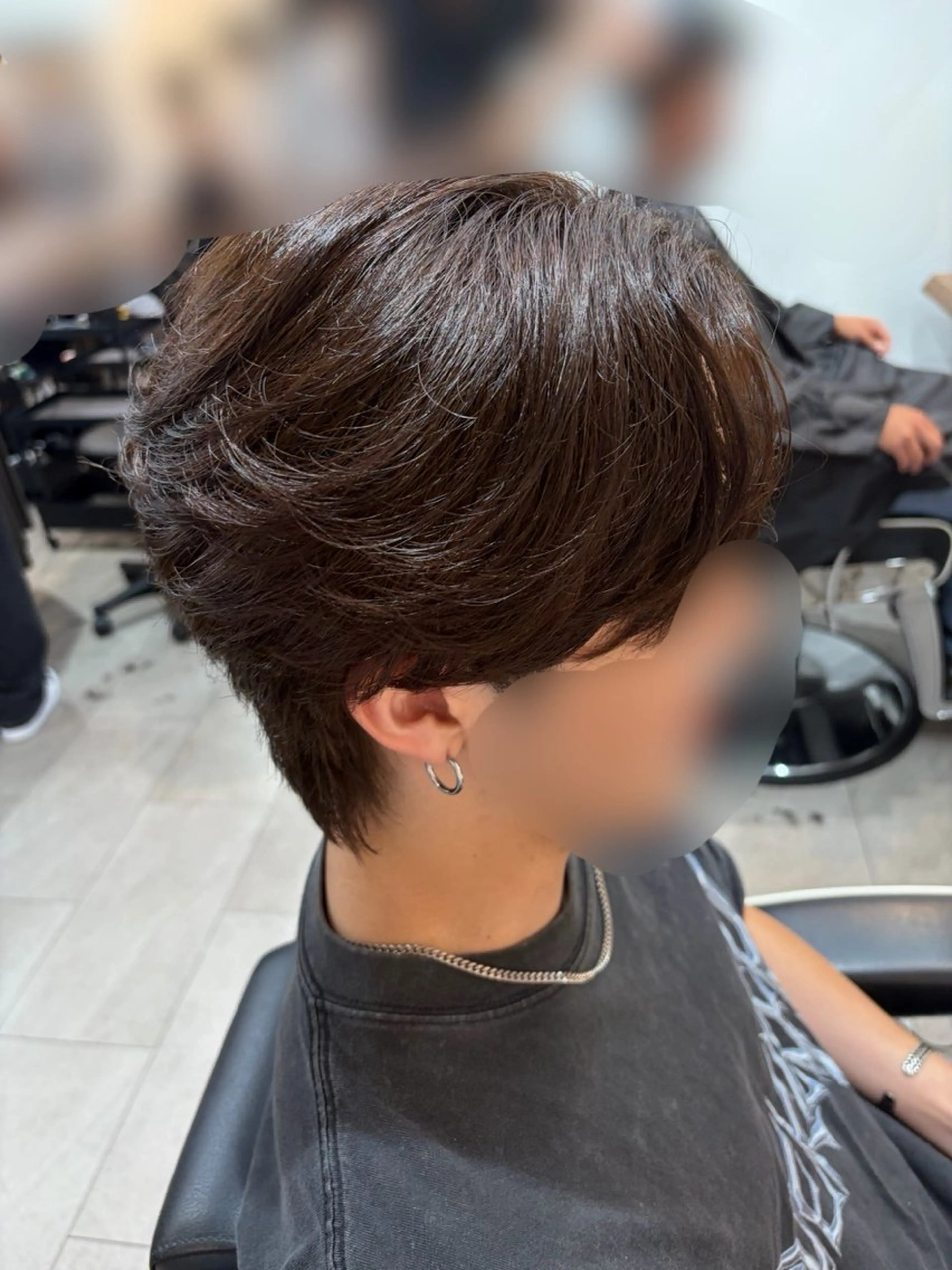 カラー メンズ センターパート ブラウンカラー カット 高橋 唯のヘアスタイル