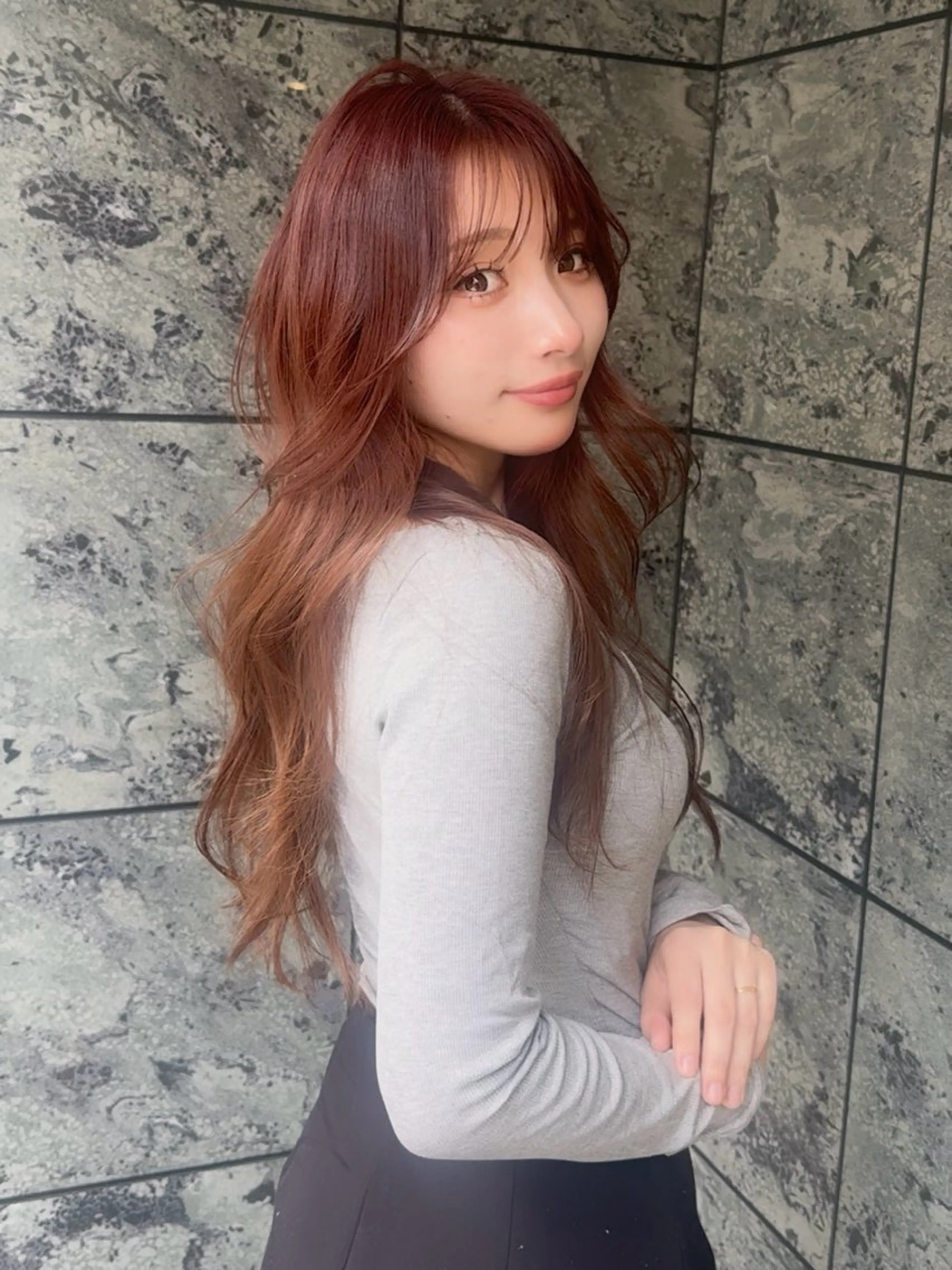 ロング カラー ヘアカラー 韓国風カット/ ダブルカラーNo.1のヘアスタイル