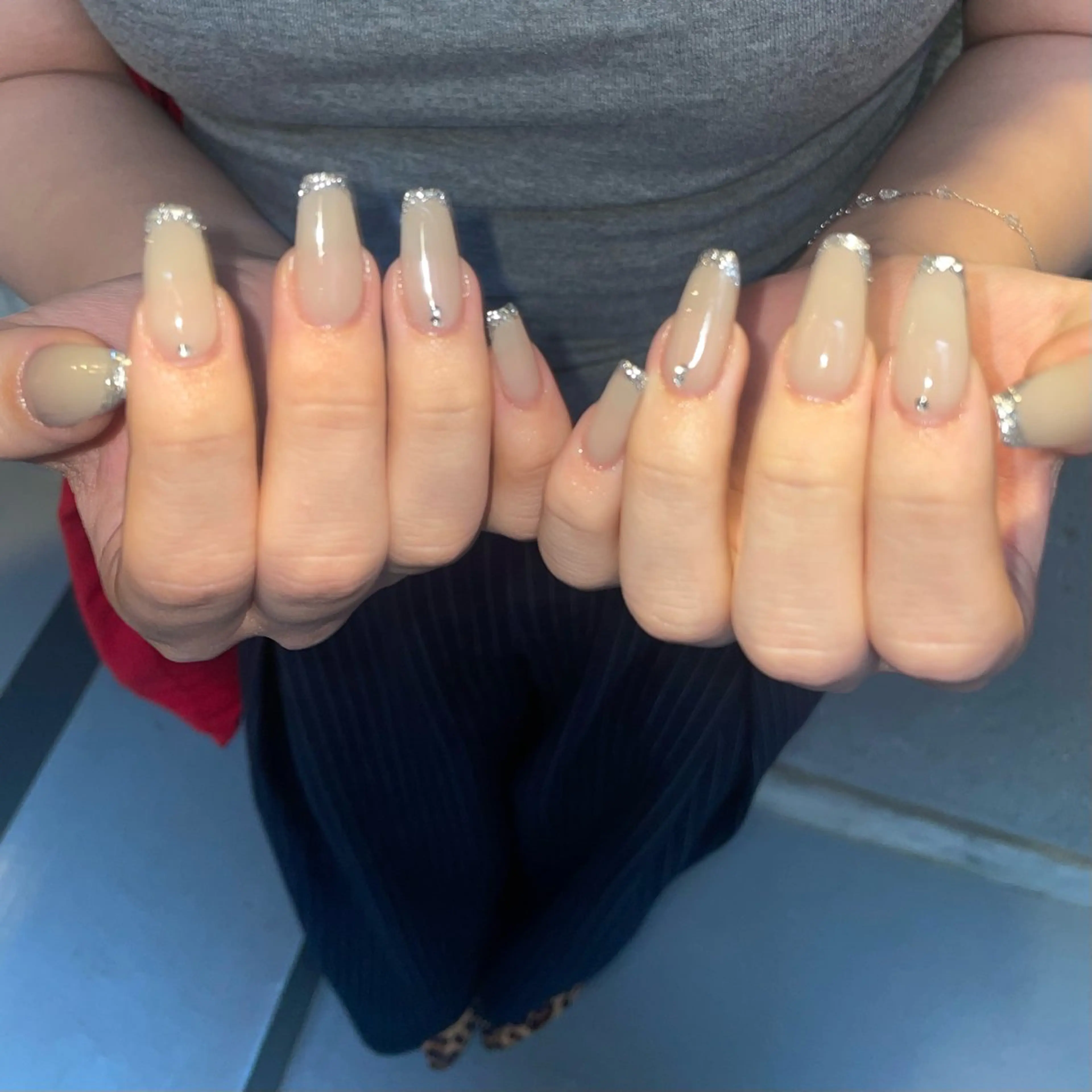 ネイル フレンチネイル ラメ(グリッター) ハンドネイル IROHA NAIL Kurumi🪽🫧のネイルデザイン