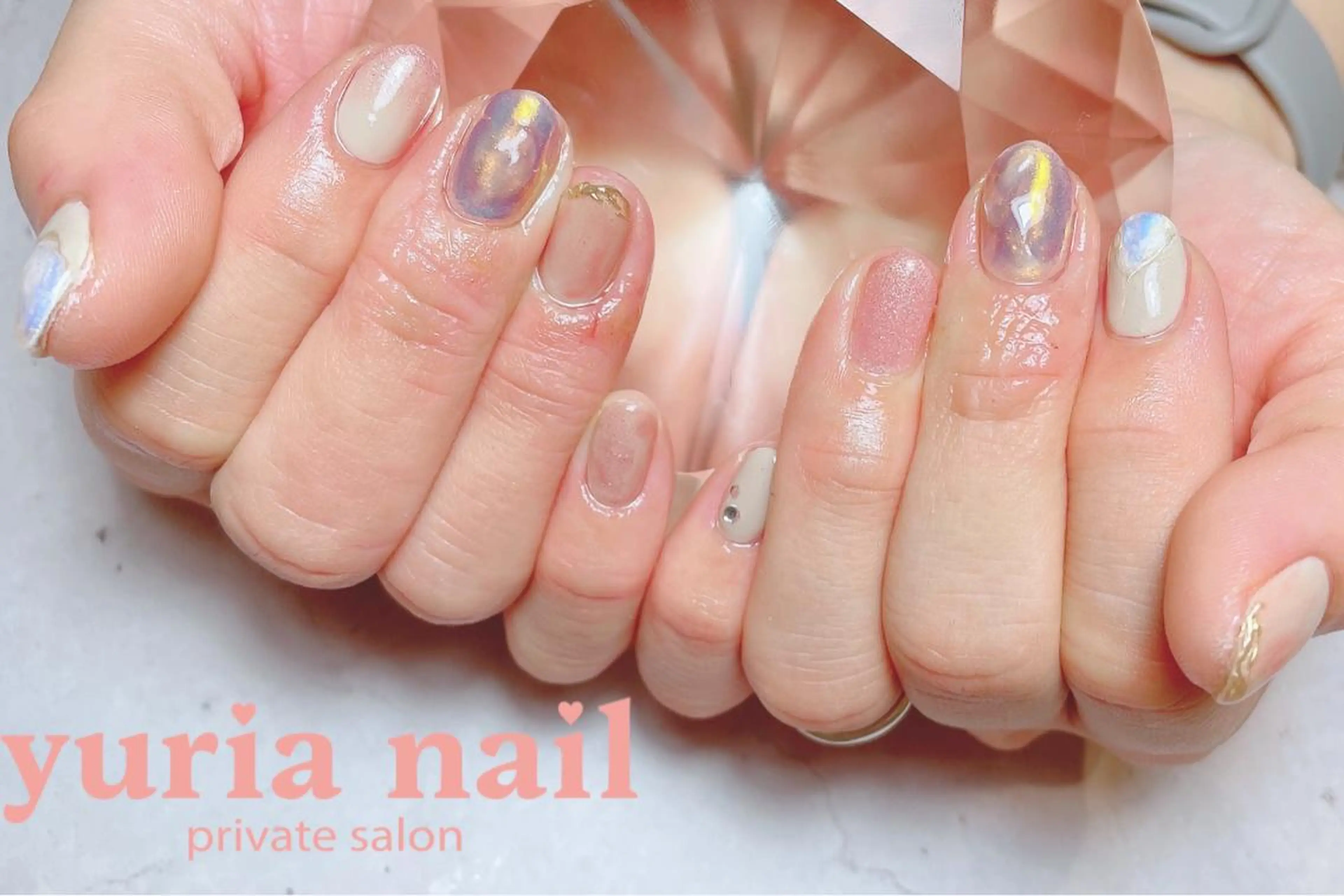 ネイル ジェルネイル 持ち込み ニュアンスネイル ピンク ハンドネイル 小林 ゆりあのネイルデザイン