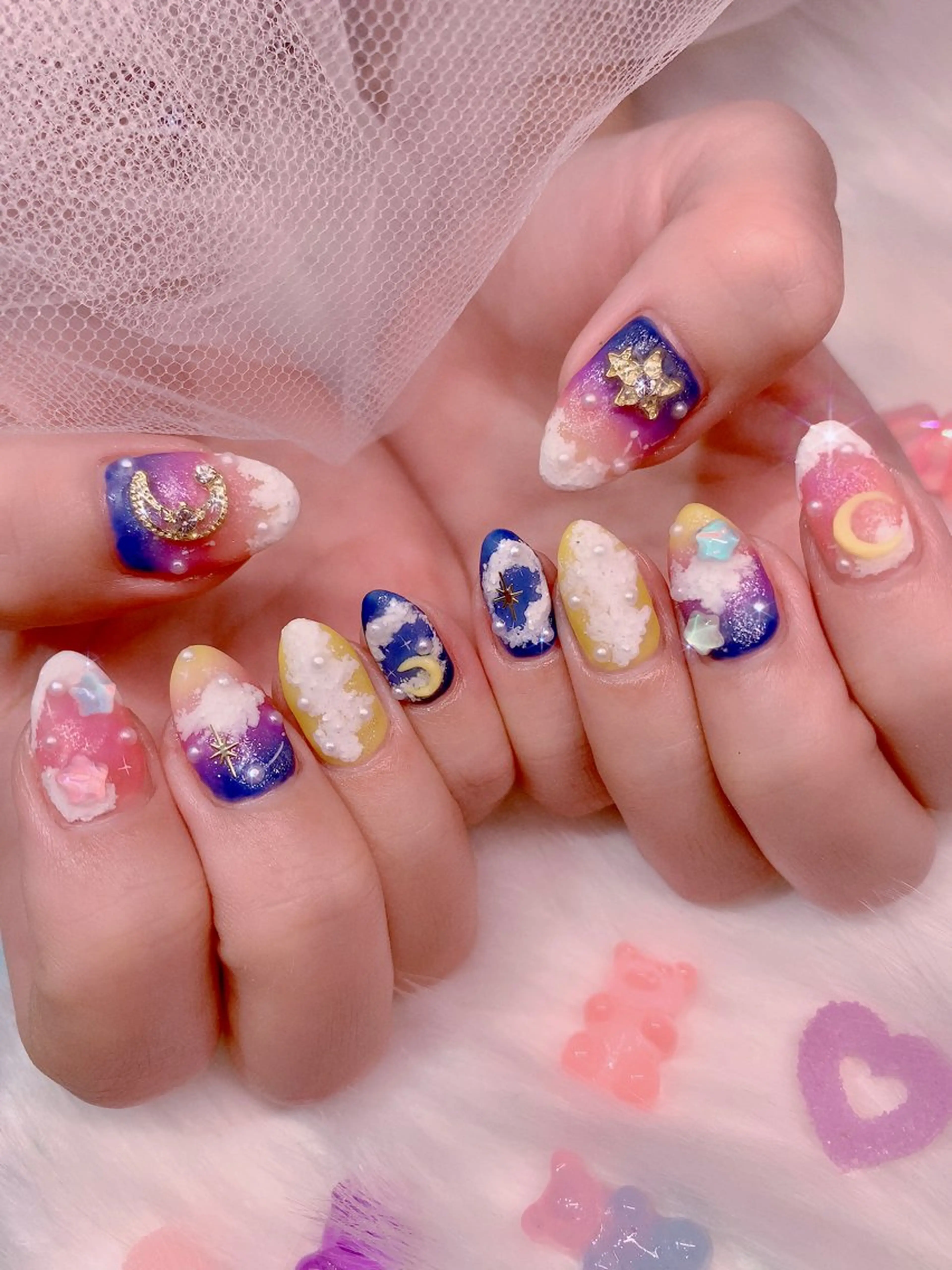 ネイル アートネイル キラキラネイル 韓国ネイル 持ち込み ぷっくりネイル 3Dアートネイル💗 都築レナのネイルデザイン