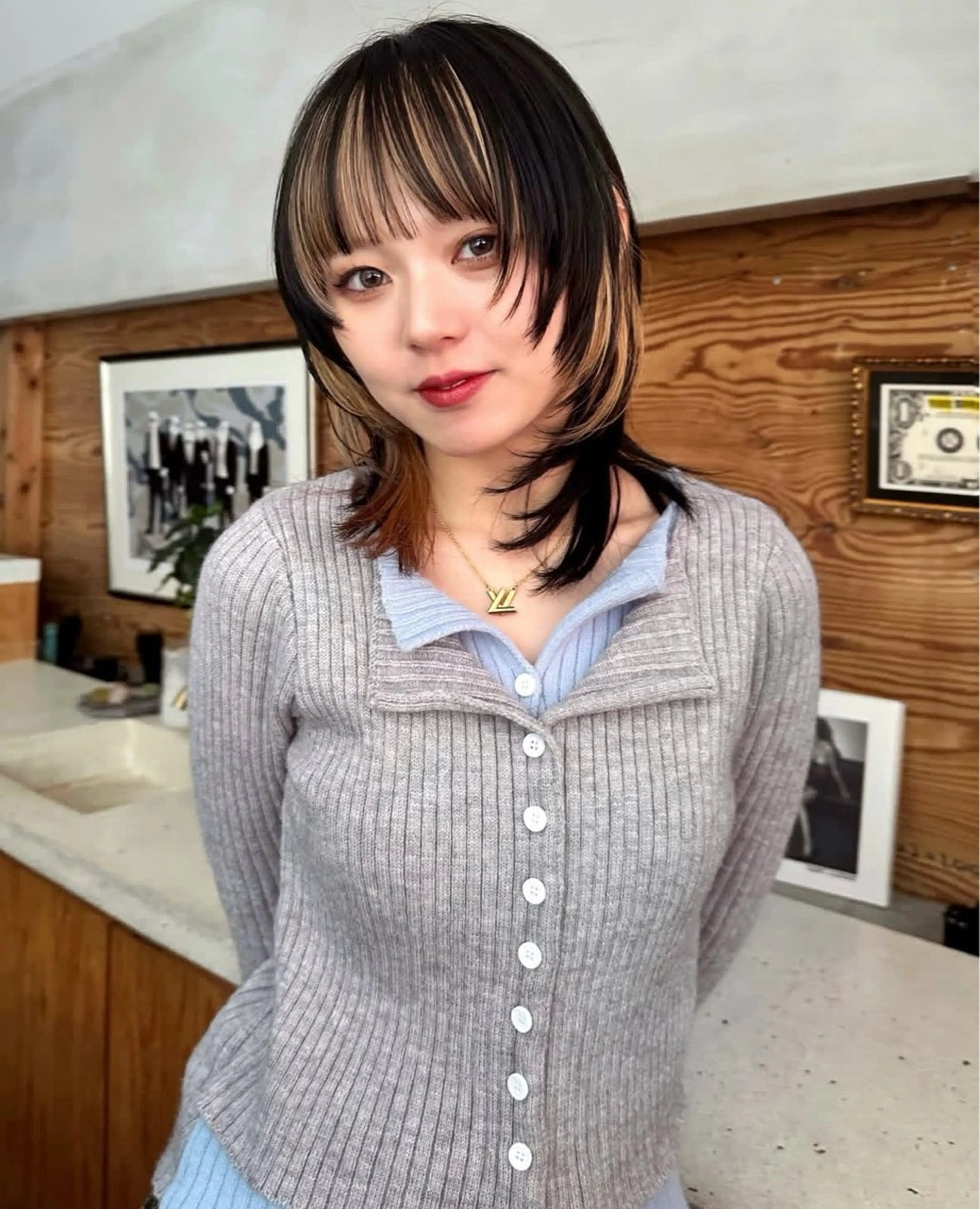 ミディアム カラー カット ヘアカラー パーマ /レイヤー 榛地渉馬 /矢場町のヘアスタイル