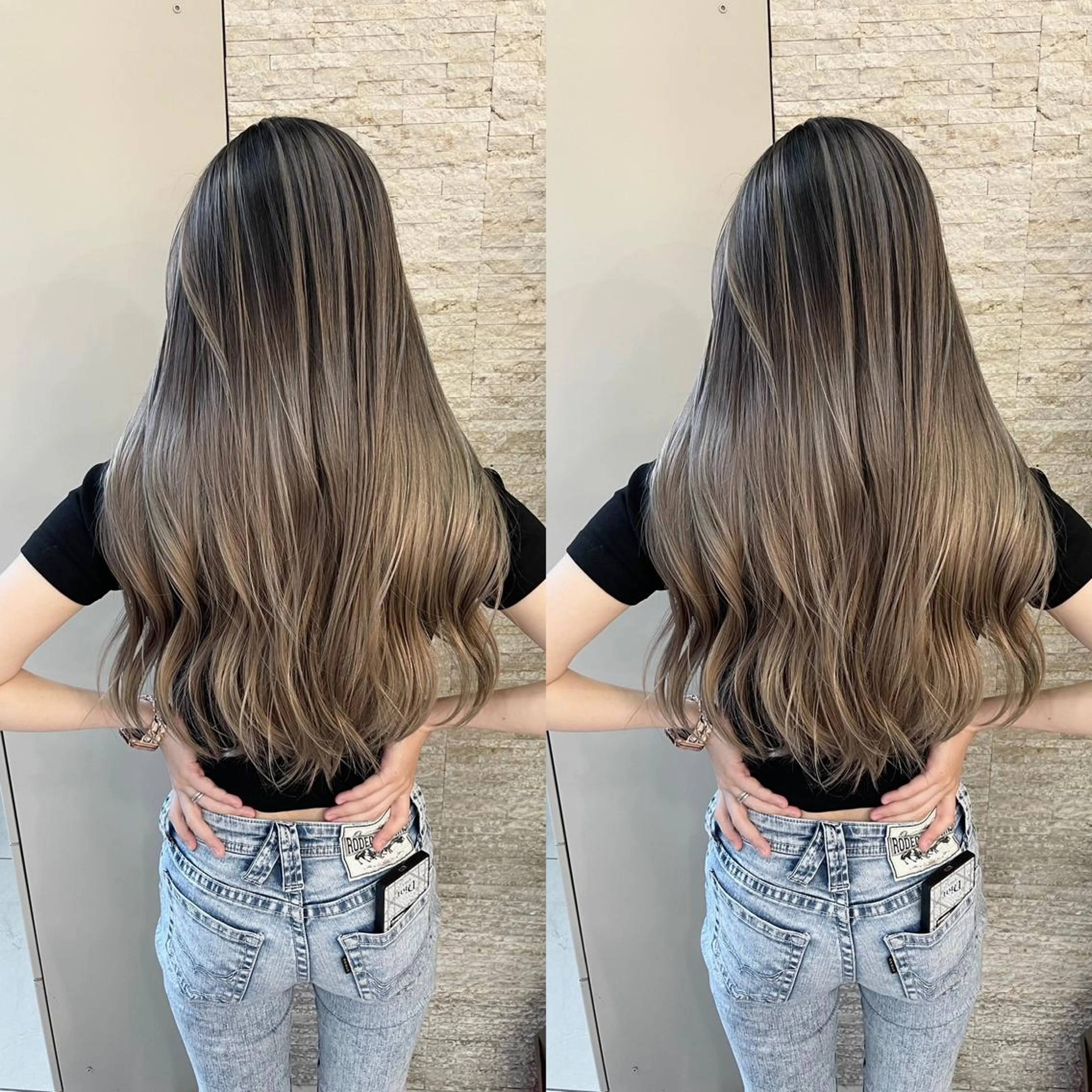 ロング ヘアカラー トリートメント Y Uのヘアスタイル