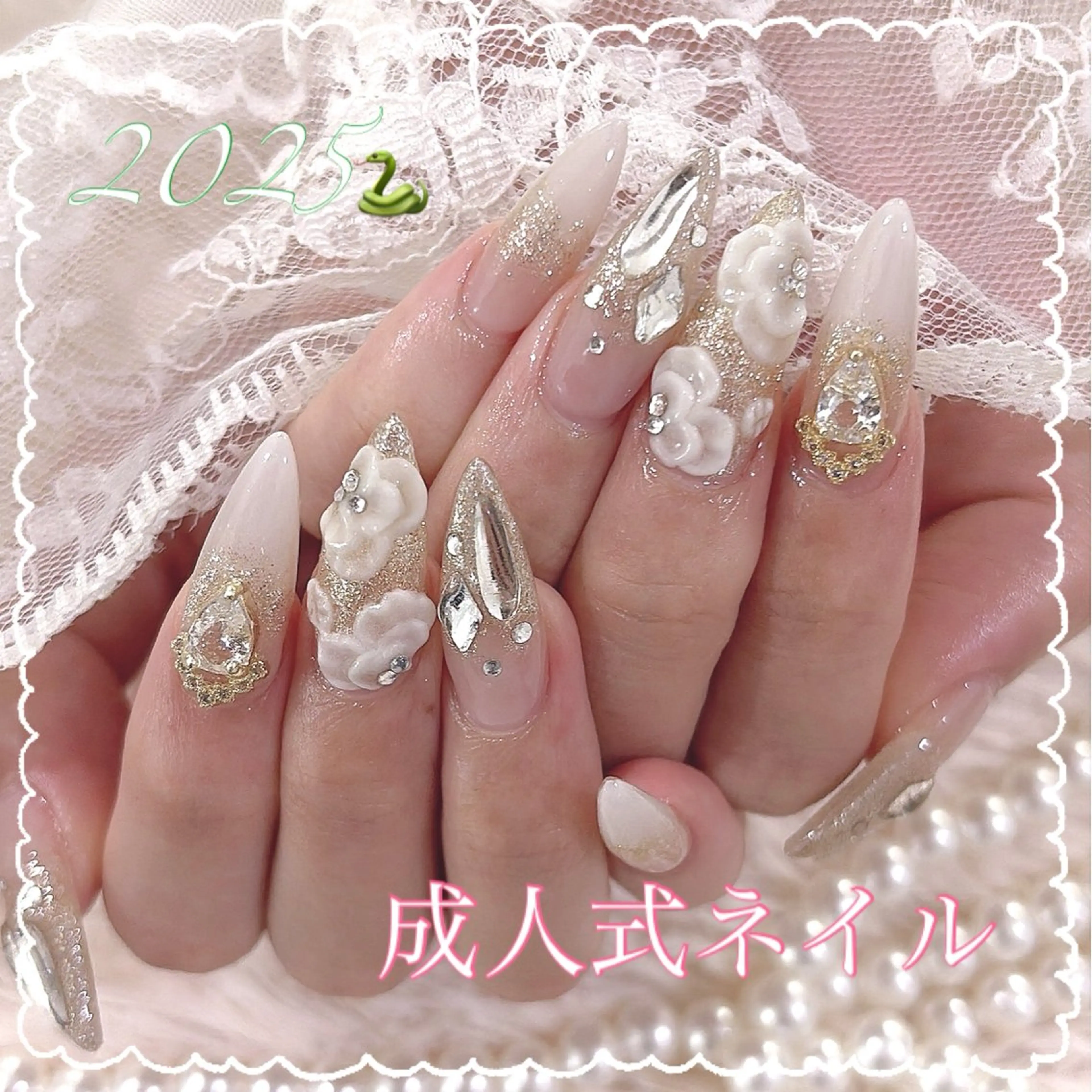 ネイル 成人式 ハンドネイル RiLion💗 Risa🦋💜のネイルデザイン