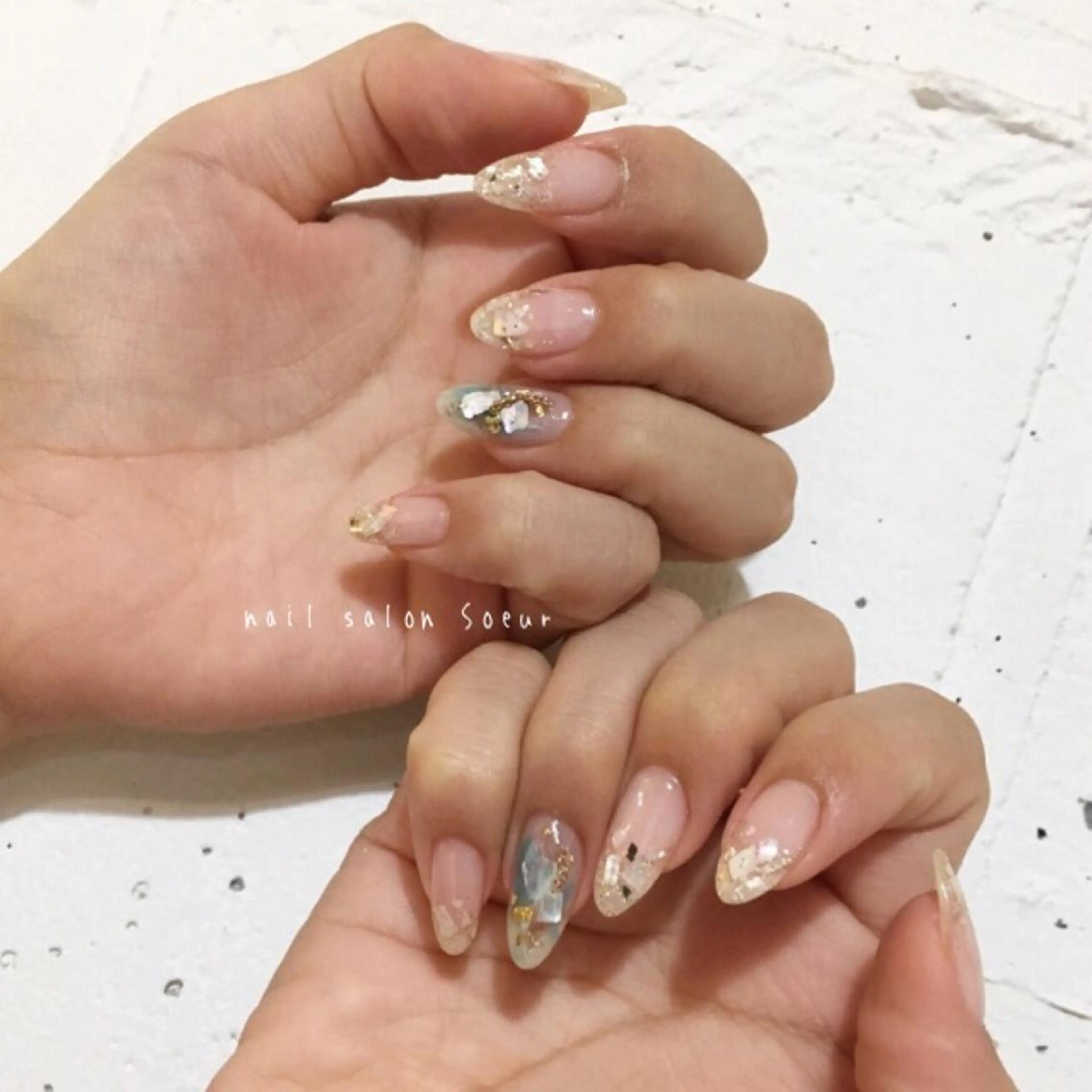 ネイル アートネイル ブルー ジェルネイル グラデーション 持ち込み ハンドネイル nail salon Soeurのネイルデザイン