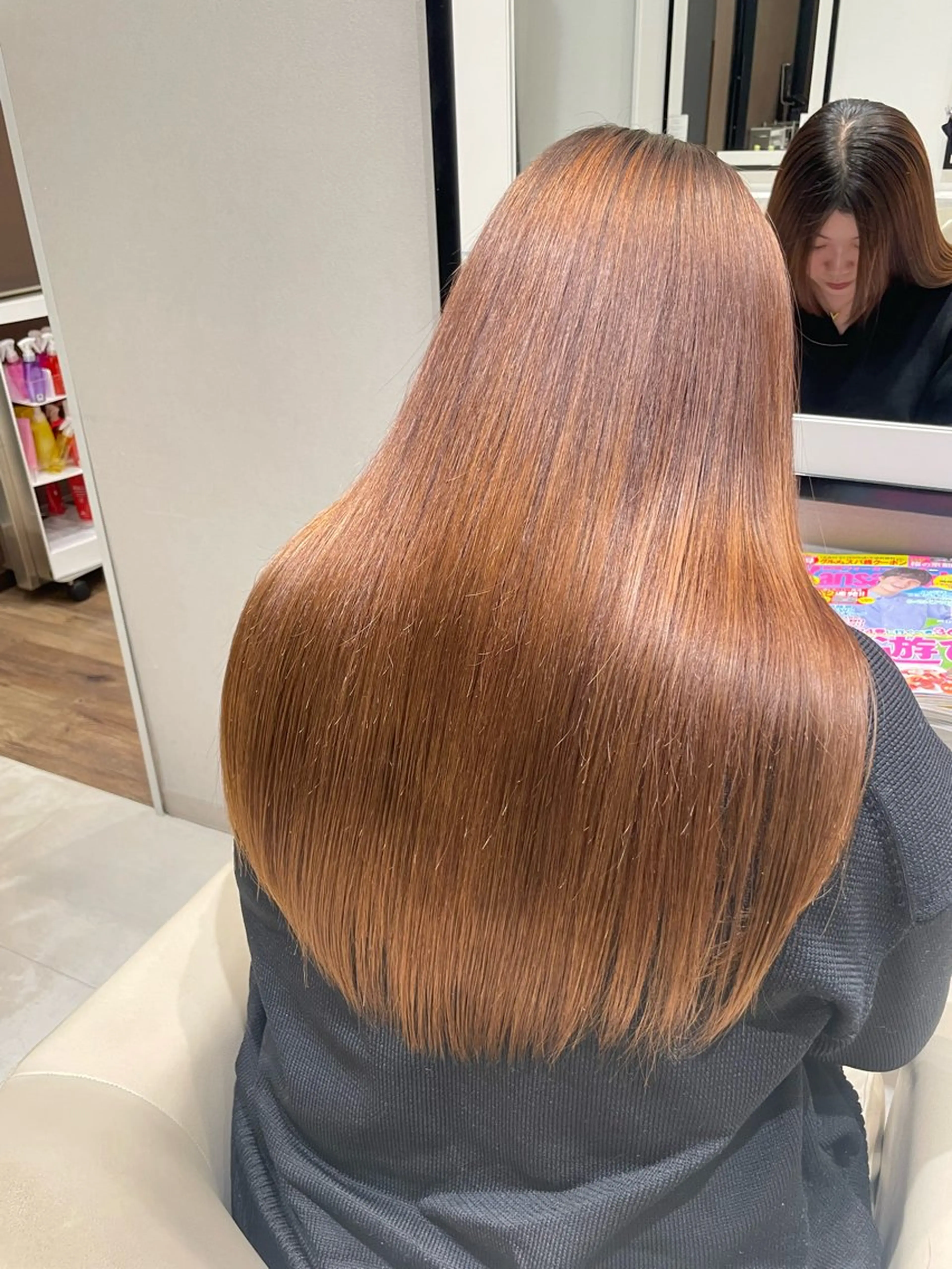 ロング パーマ ハイライト カット ヘアカラー トリートメント k-twoたき✨艶感 カラー／美髪矯正のヘアスタイル