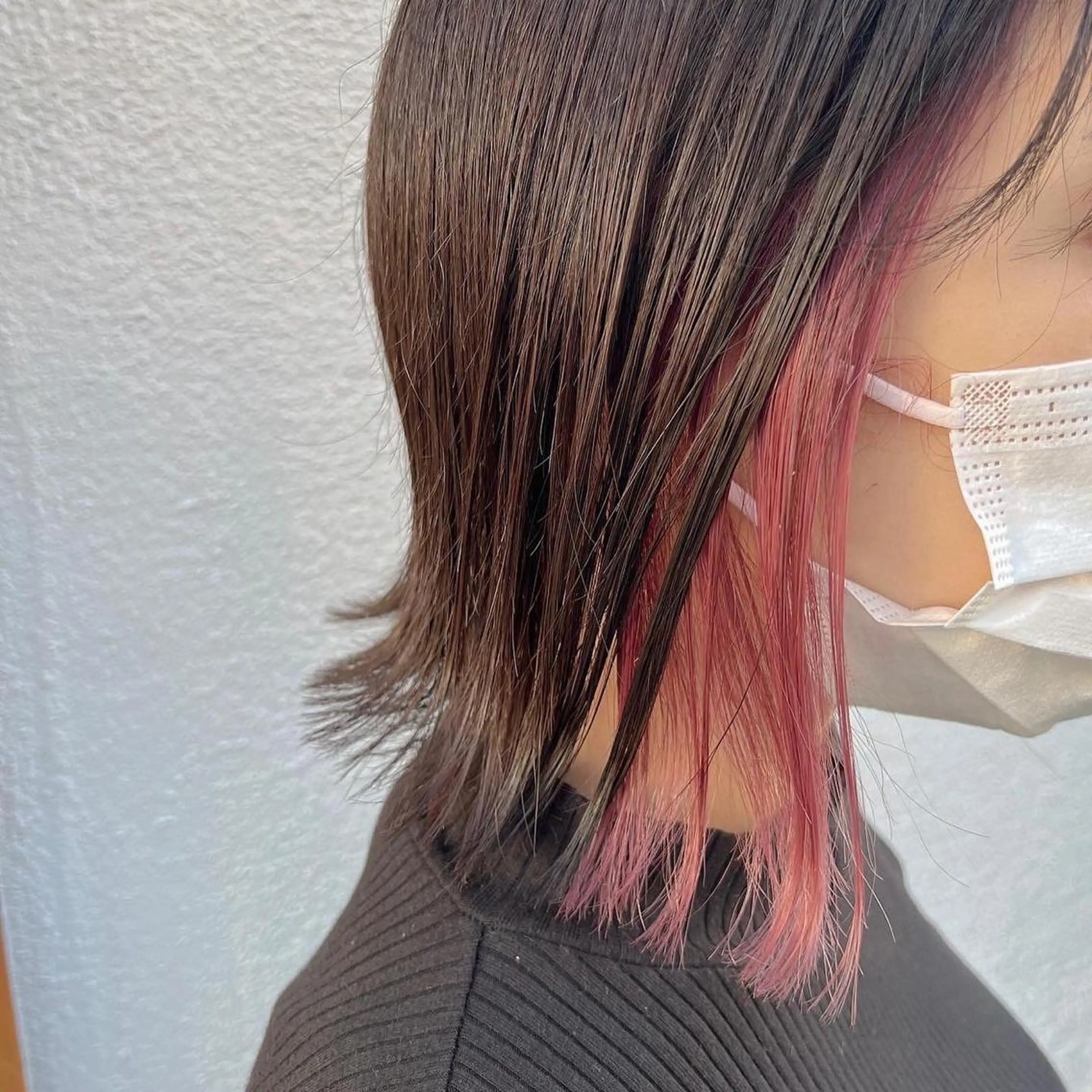 ミディアム カラー インナーカラー ピンクカラー カット ヘアカラー トリートメント 髪質改善/縮毛/ボブ CHIHIROのヘアスタイル