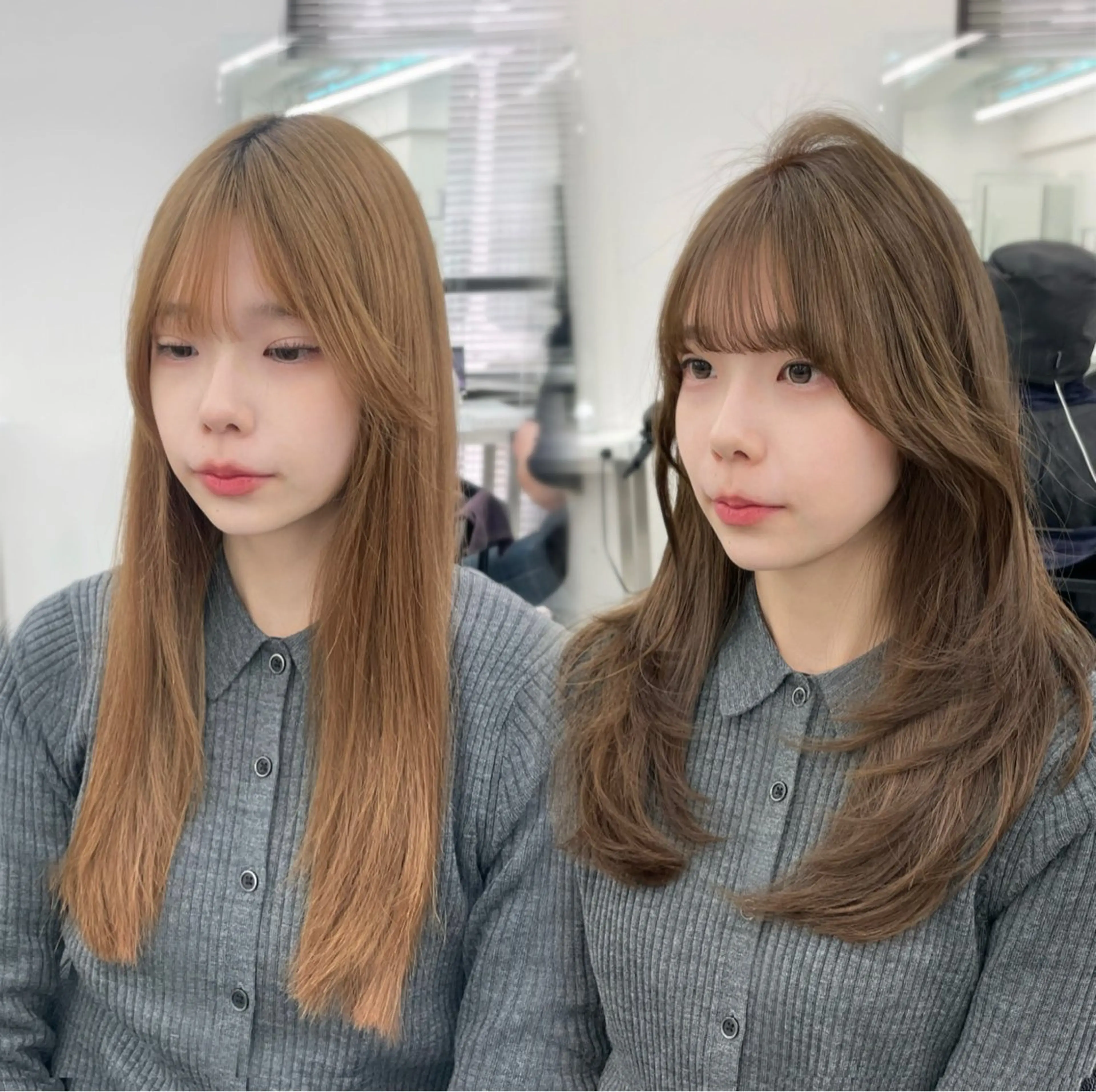 セミロング カット ヘアカラー MOE 福岡韓国ヘア✧︎のヘアスタイル