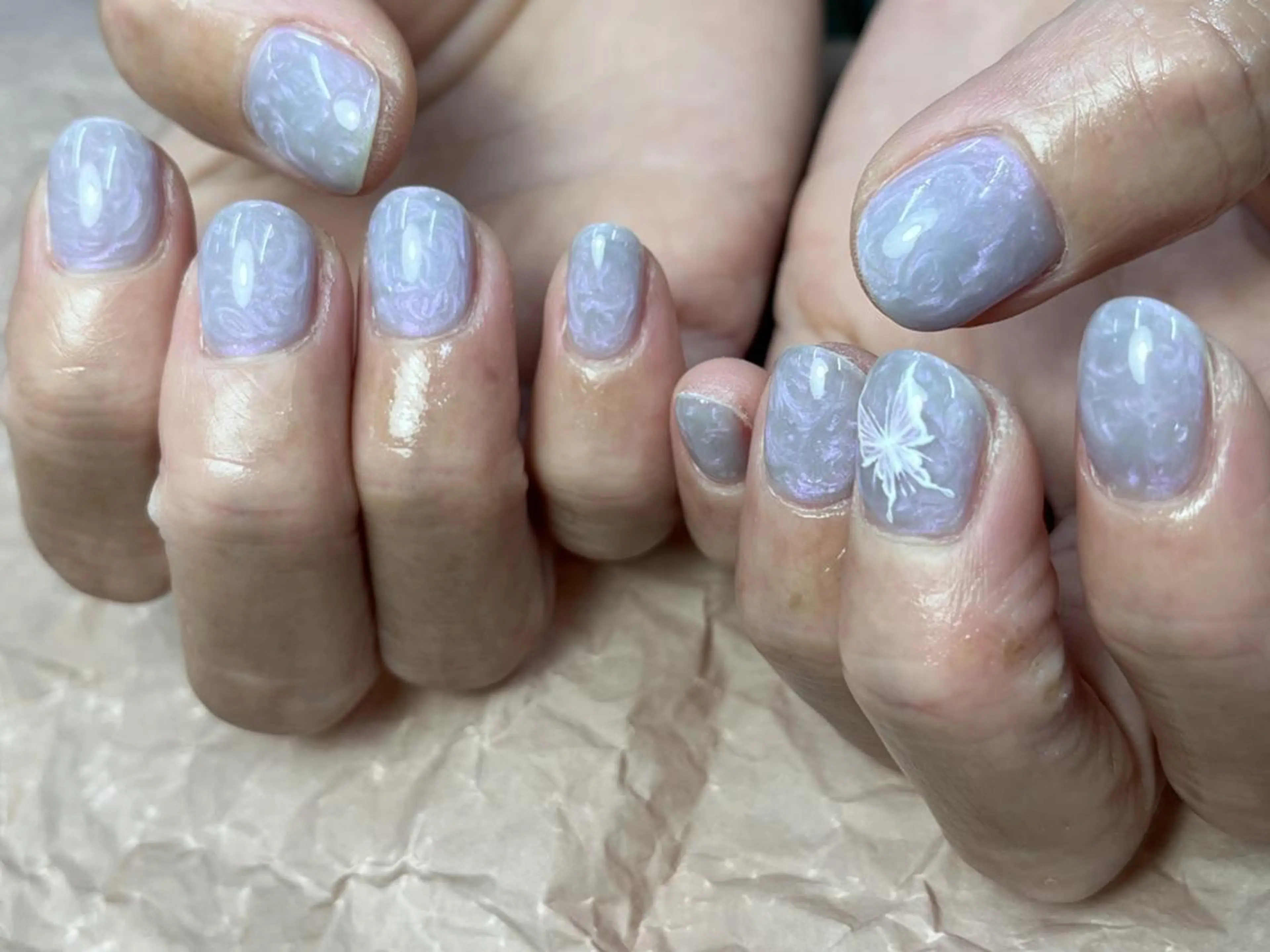 ネイル パープル ハンドネイル ハンドケア ToliyDeliy Nail Salonのネイルデザイン