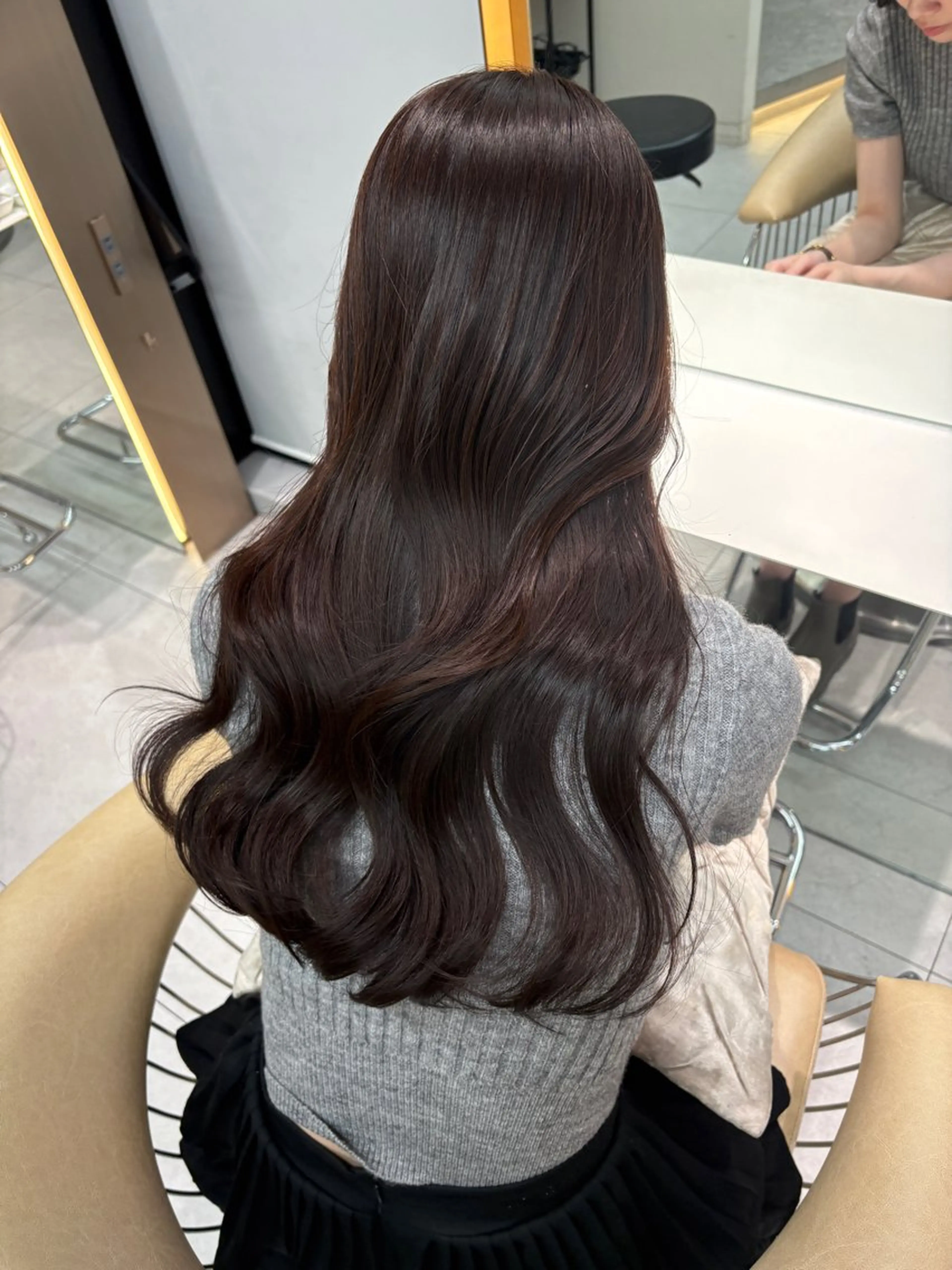 ロング カット ヘアカラー 縮毛矯正 トリートメント 顔周り🇰🇷韓国 レイヤー/モエのヘアスタイル