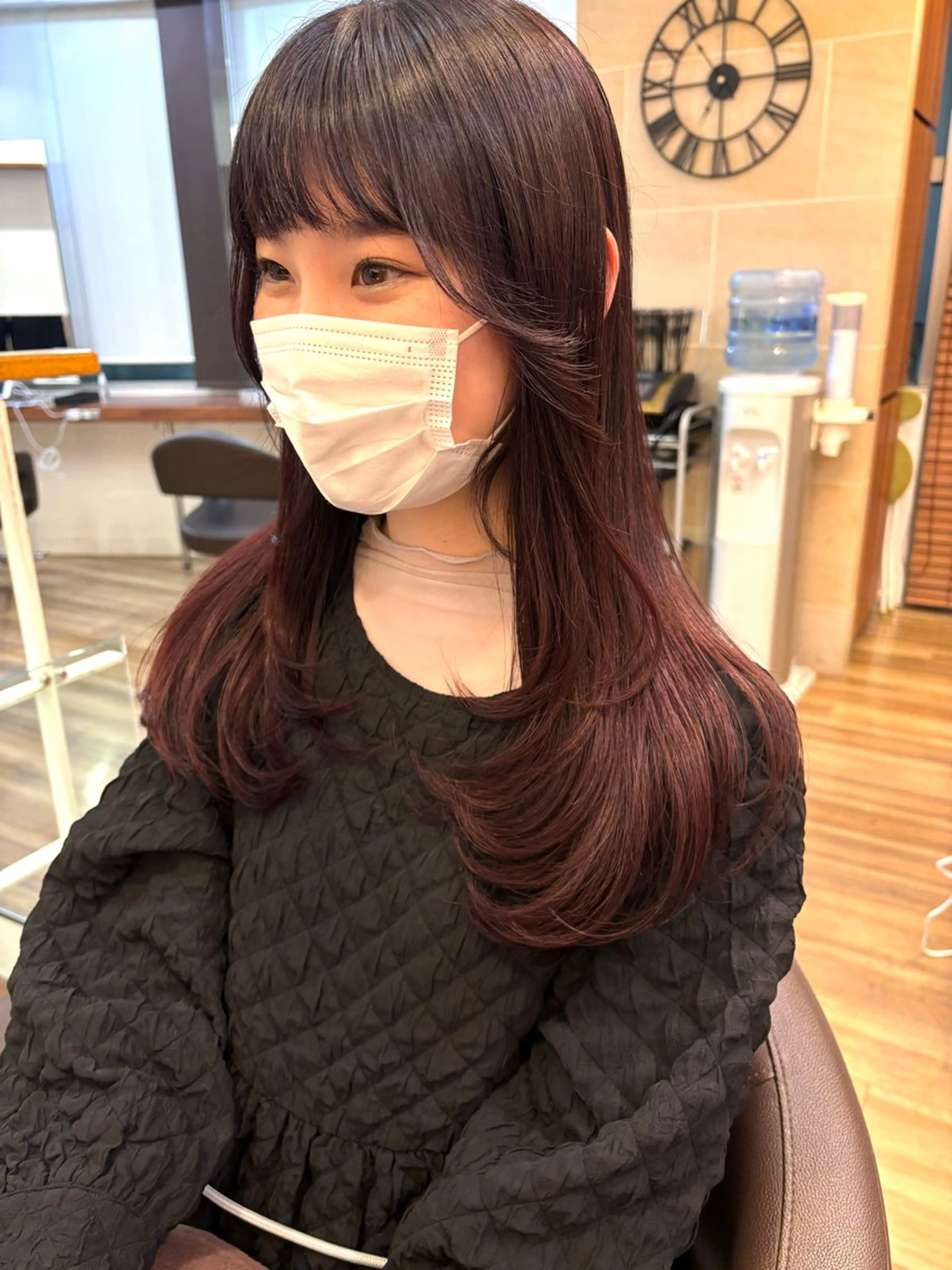 ロング カラー ピンクカラー レイヤーカット ワンホンレイヤー カット ヘアカラー トリートメント レイヤーカット /透明感/千葉怜寿のヘアスタイル